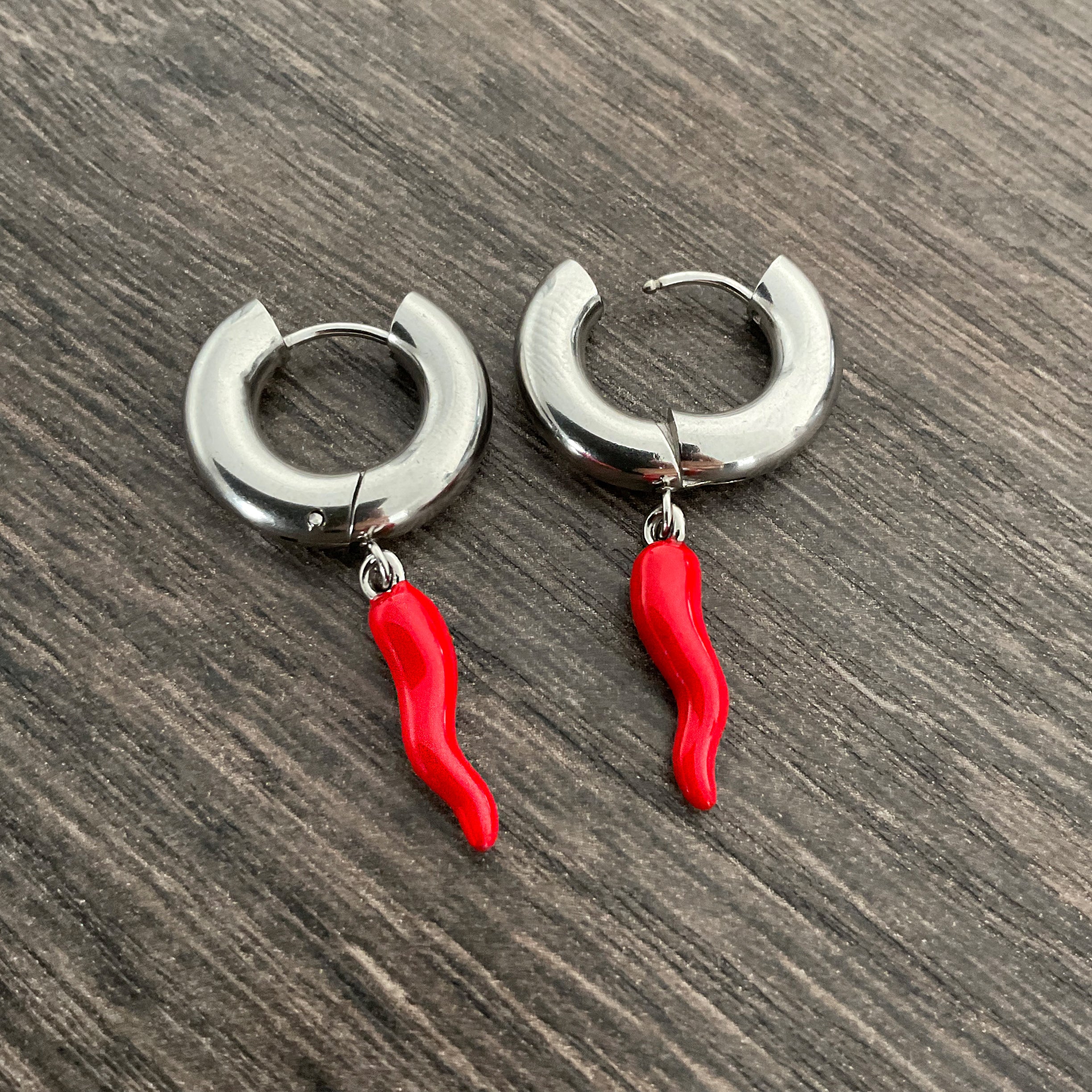 Red Chili Pepper hoop earrings