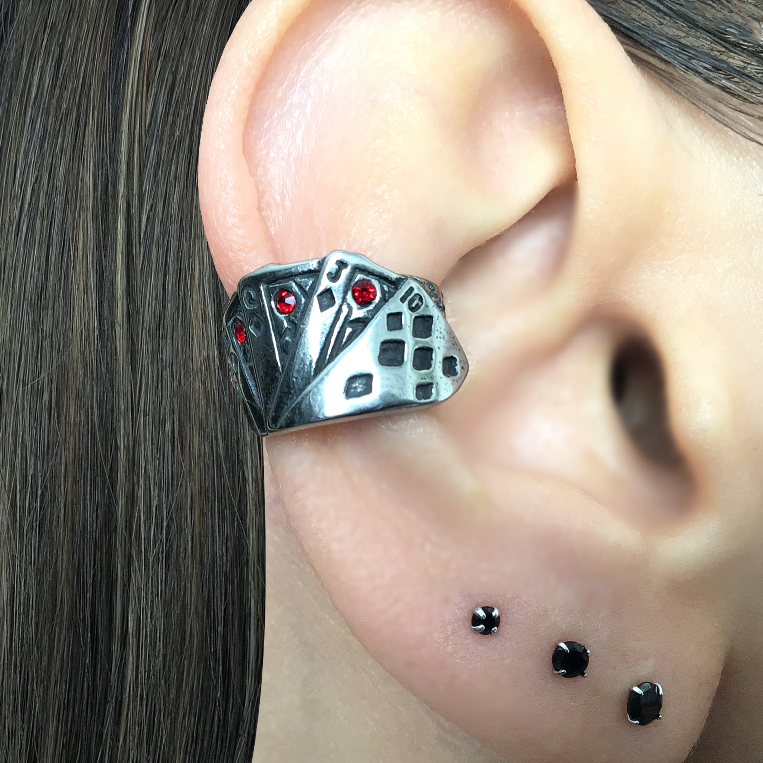 Playing cards ear cuff