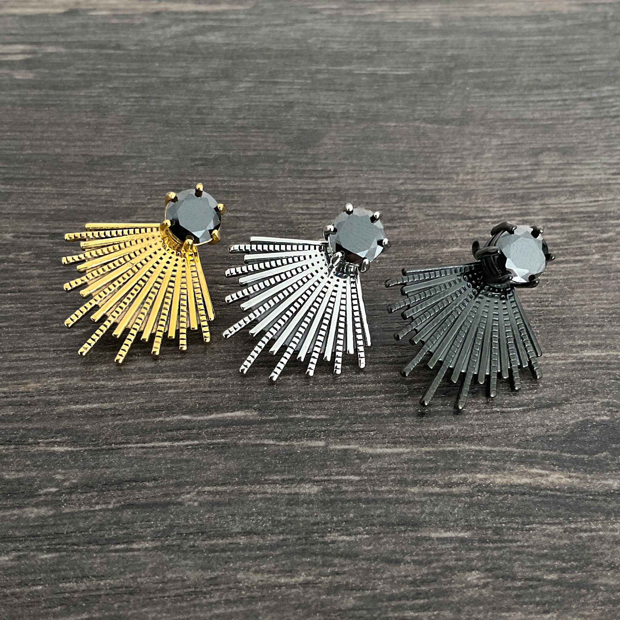 Sunburst ear jacket with Crystal stud