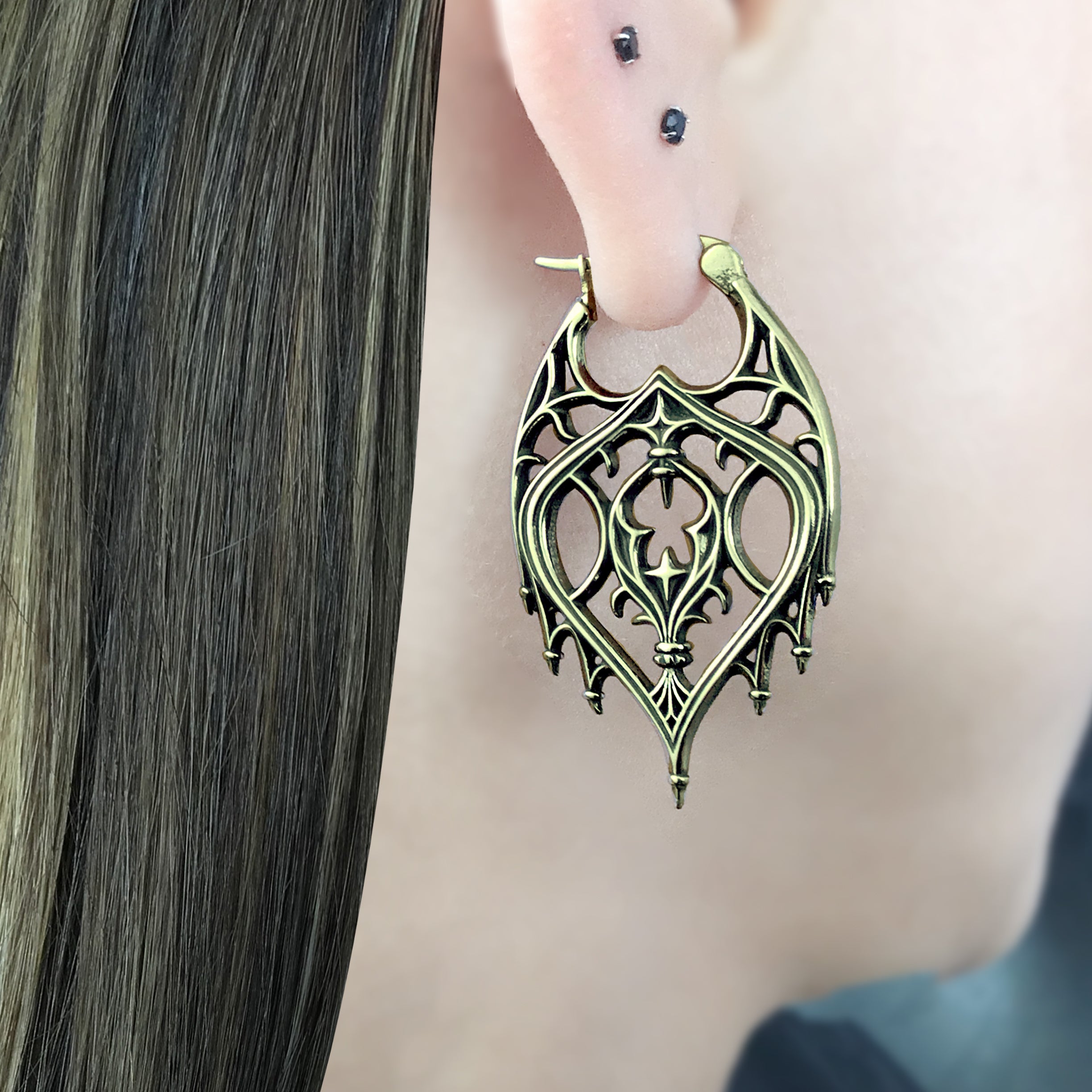 Gothic chandelier hoop earrings