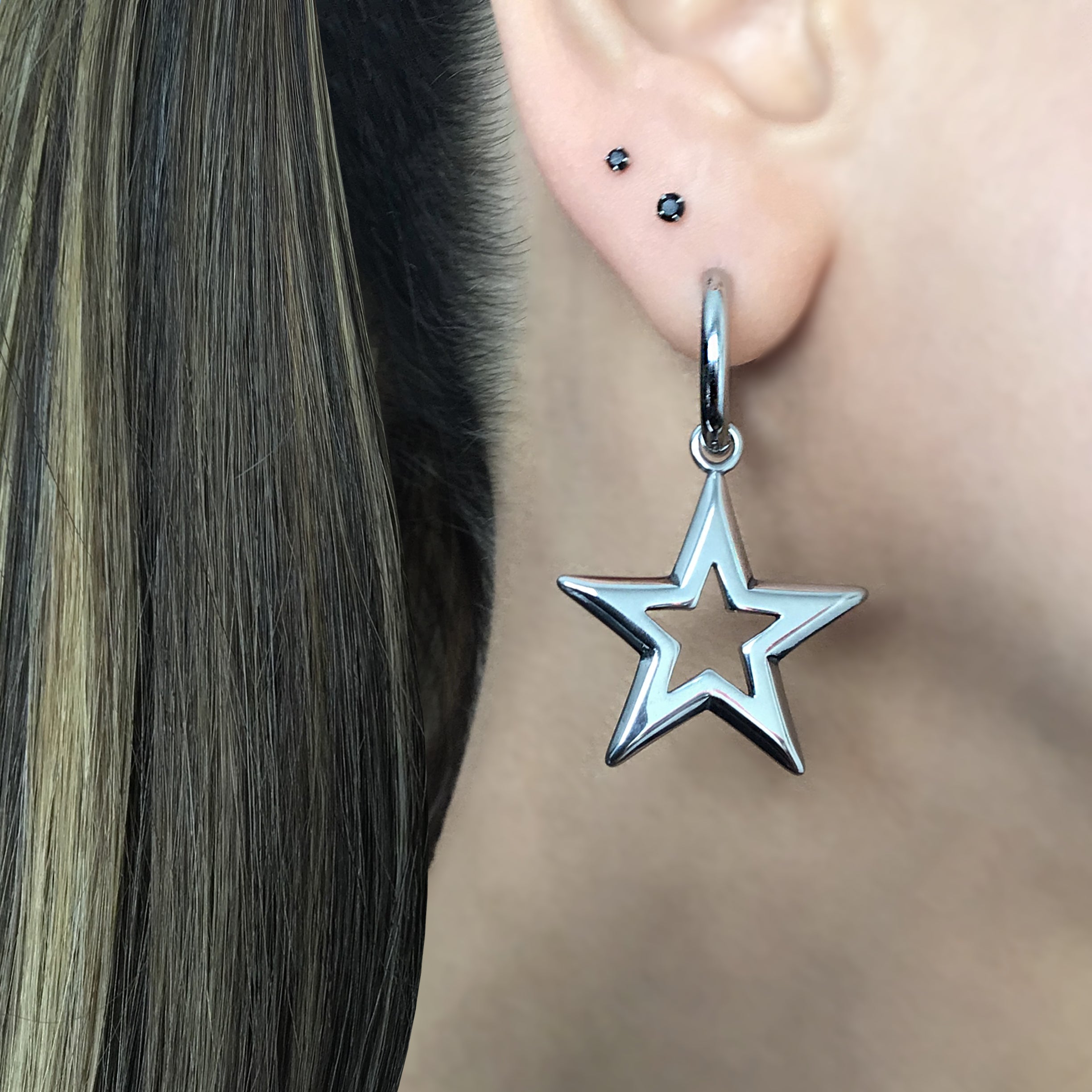 Large star hoop earrings