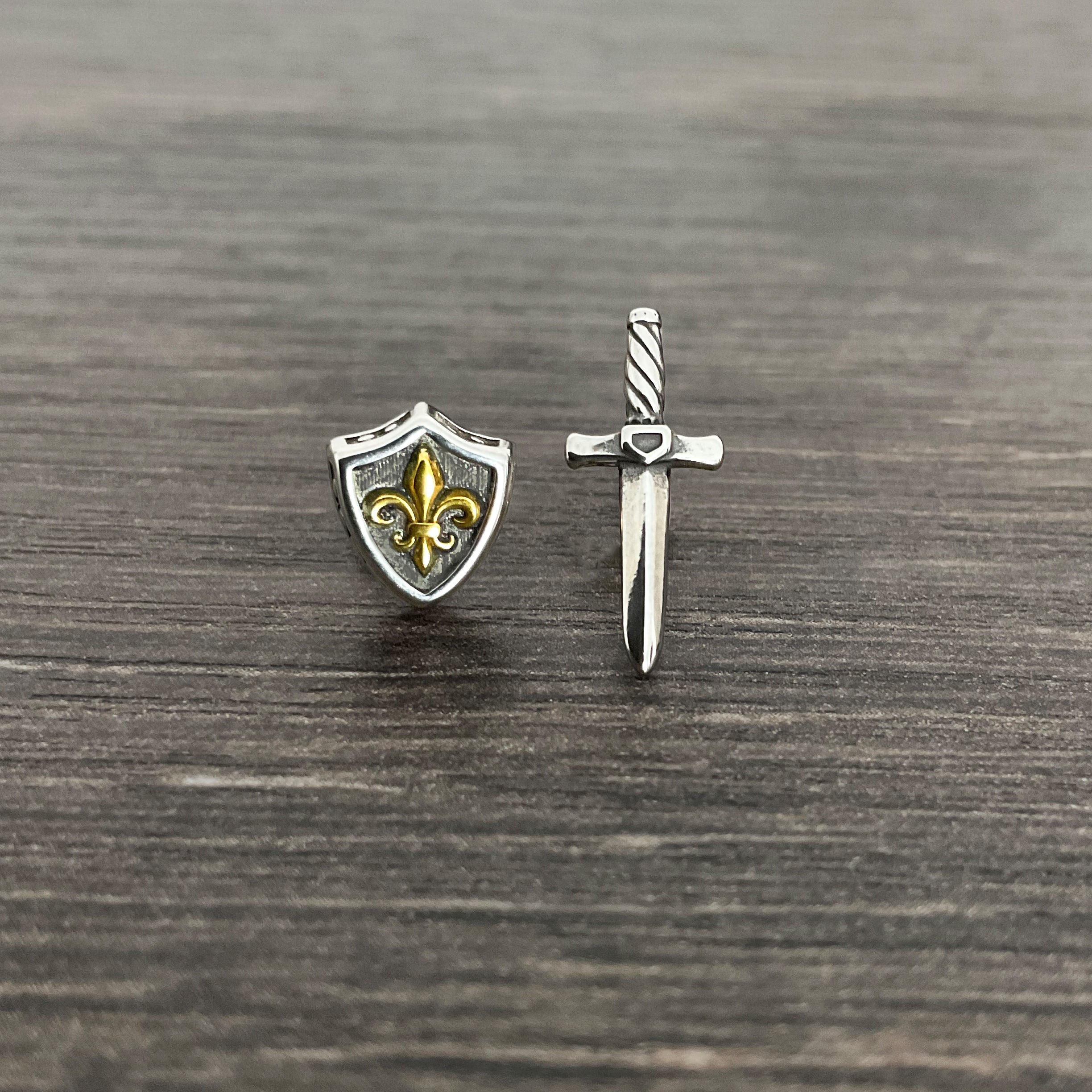 Sword and Shield stud earrings