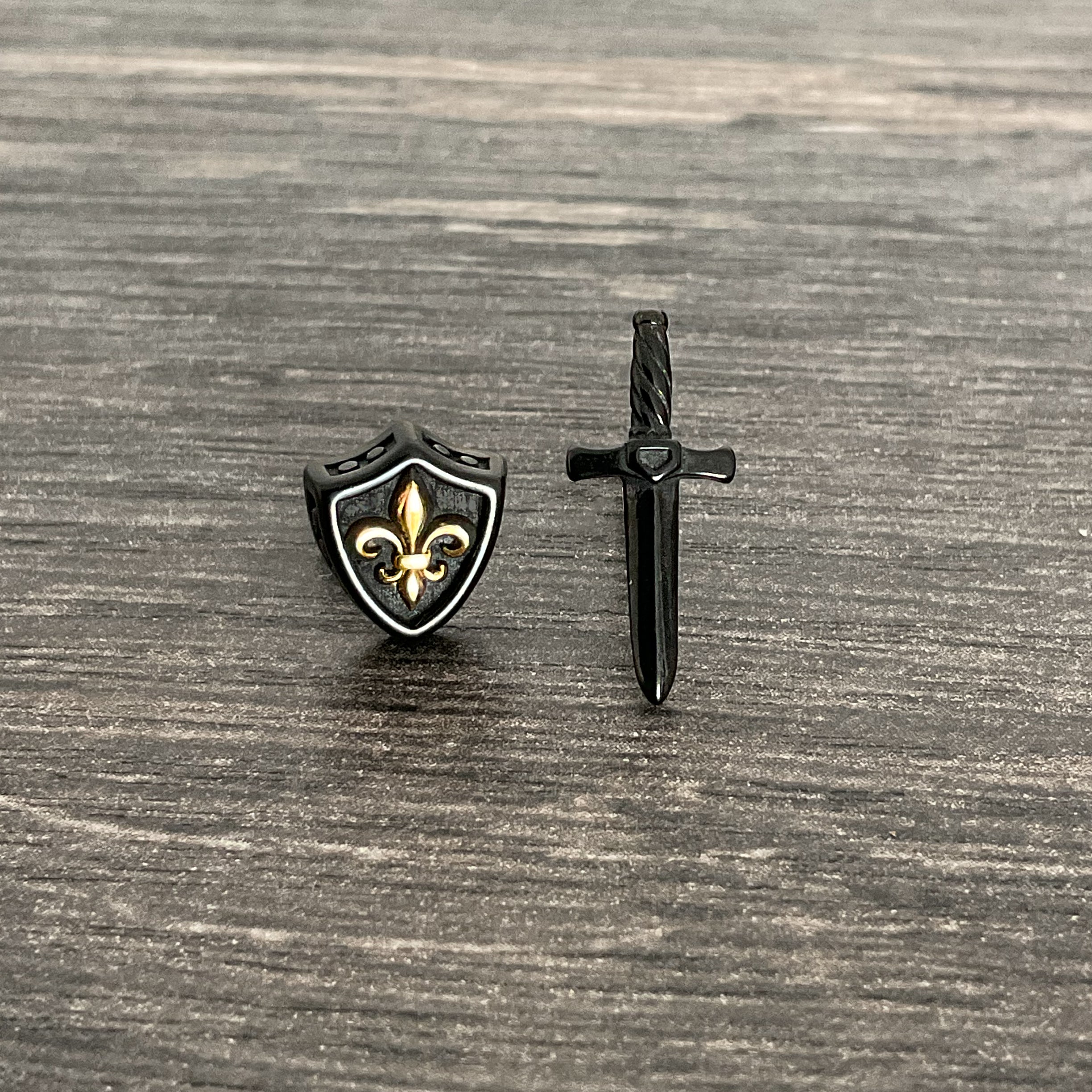 Sword and Shield stud earrings