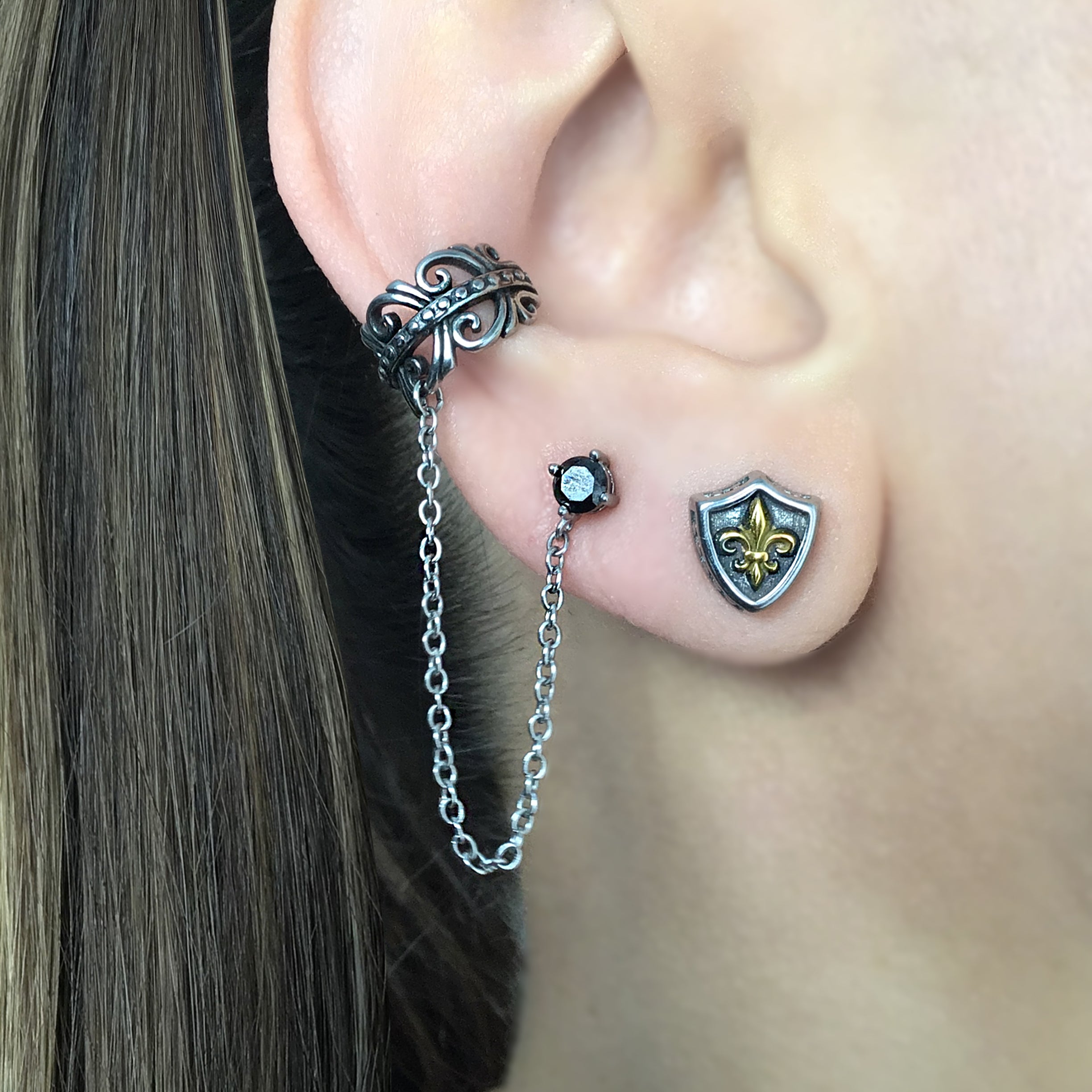 Shield stud earrings