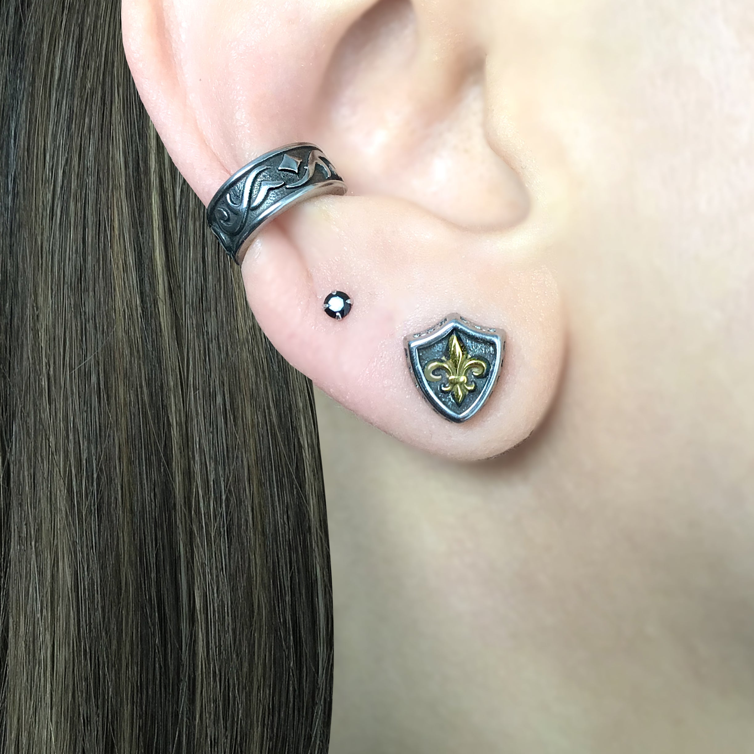 Shield stud earrings