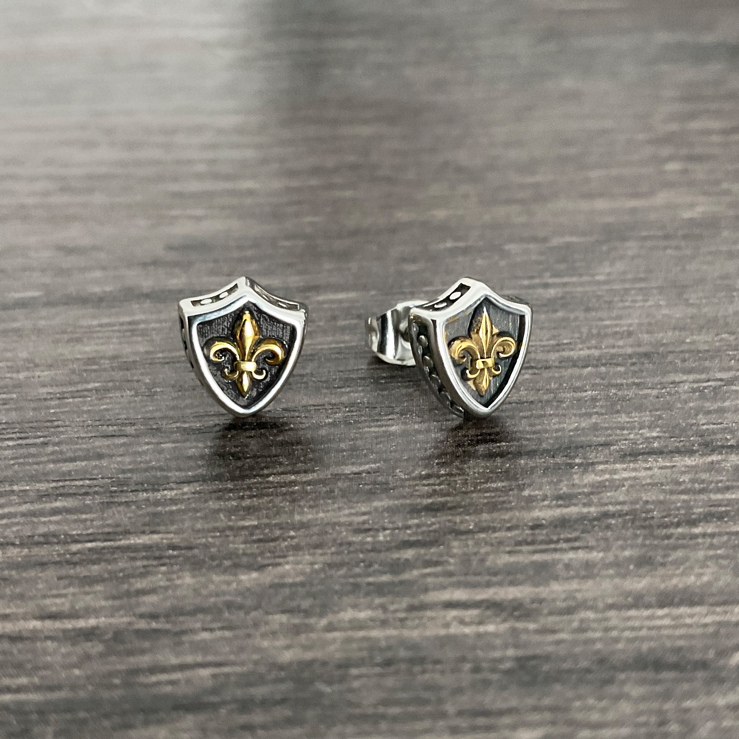 Shield stud earrings