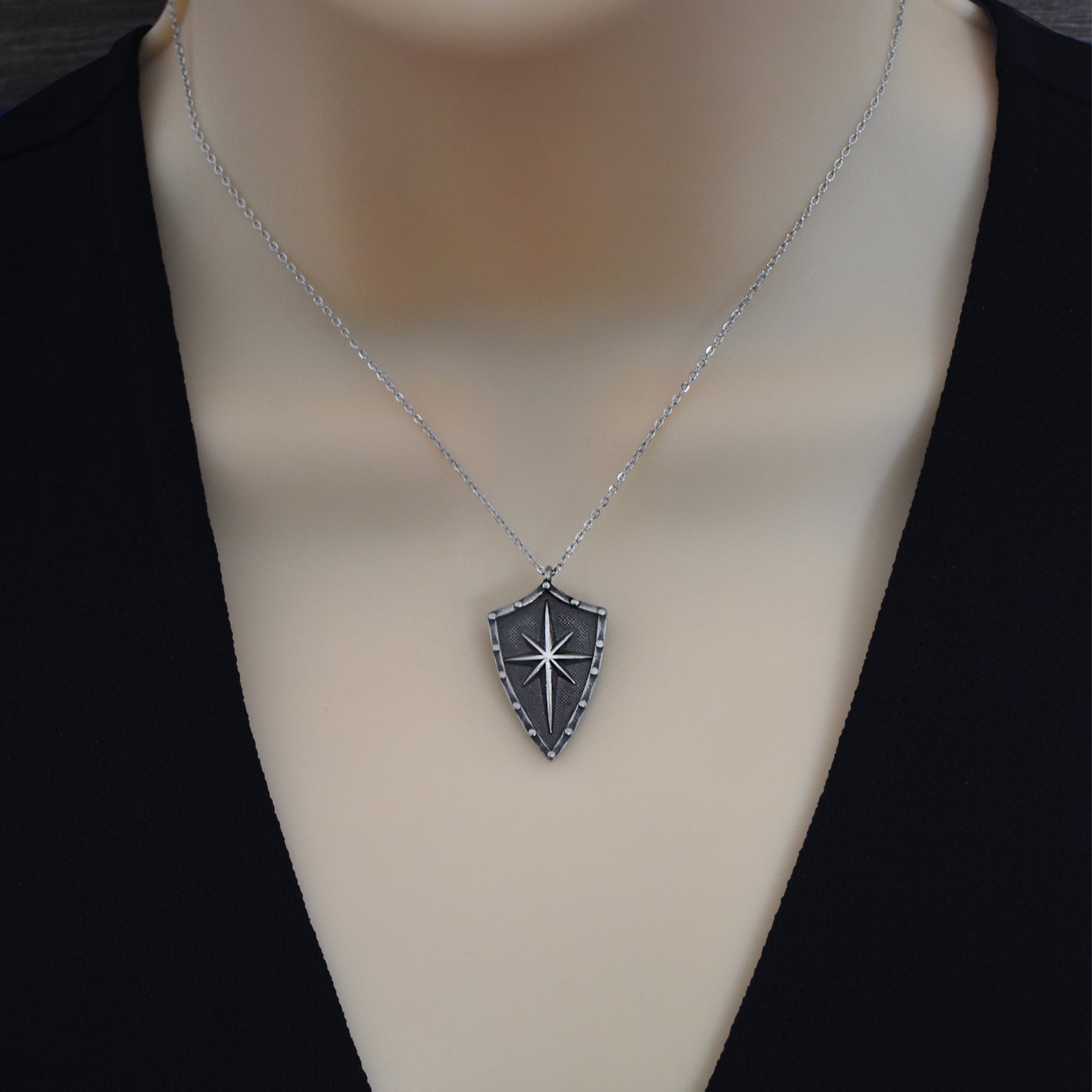 Shield with Star and Skull necklace
