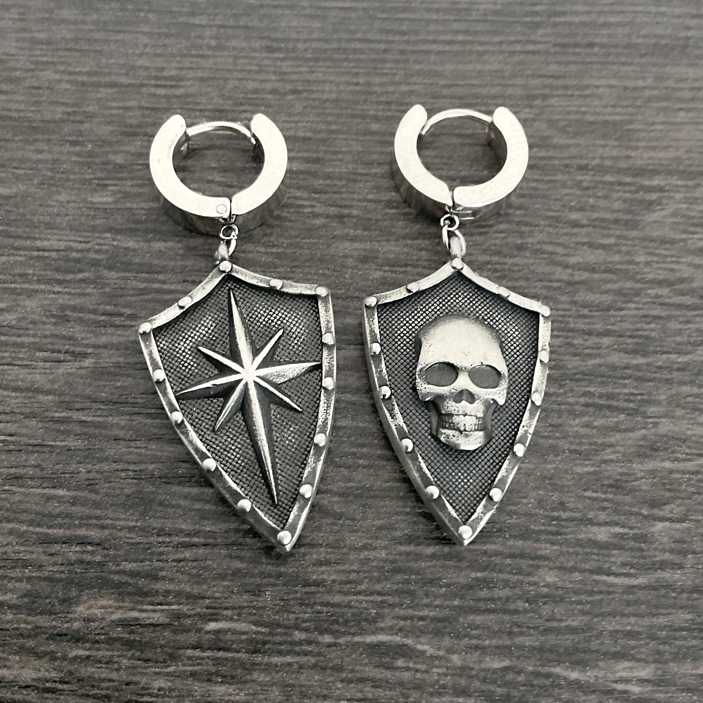 Shield with Skull hoop earring