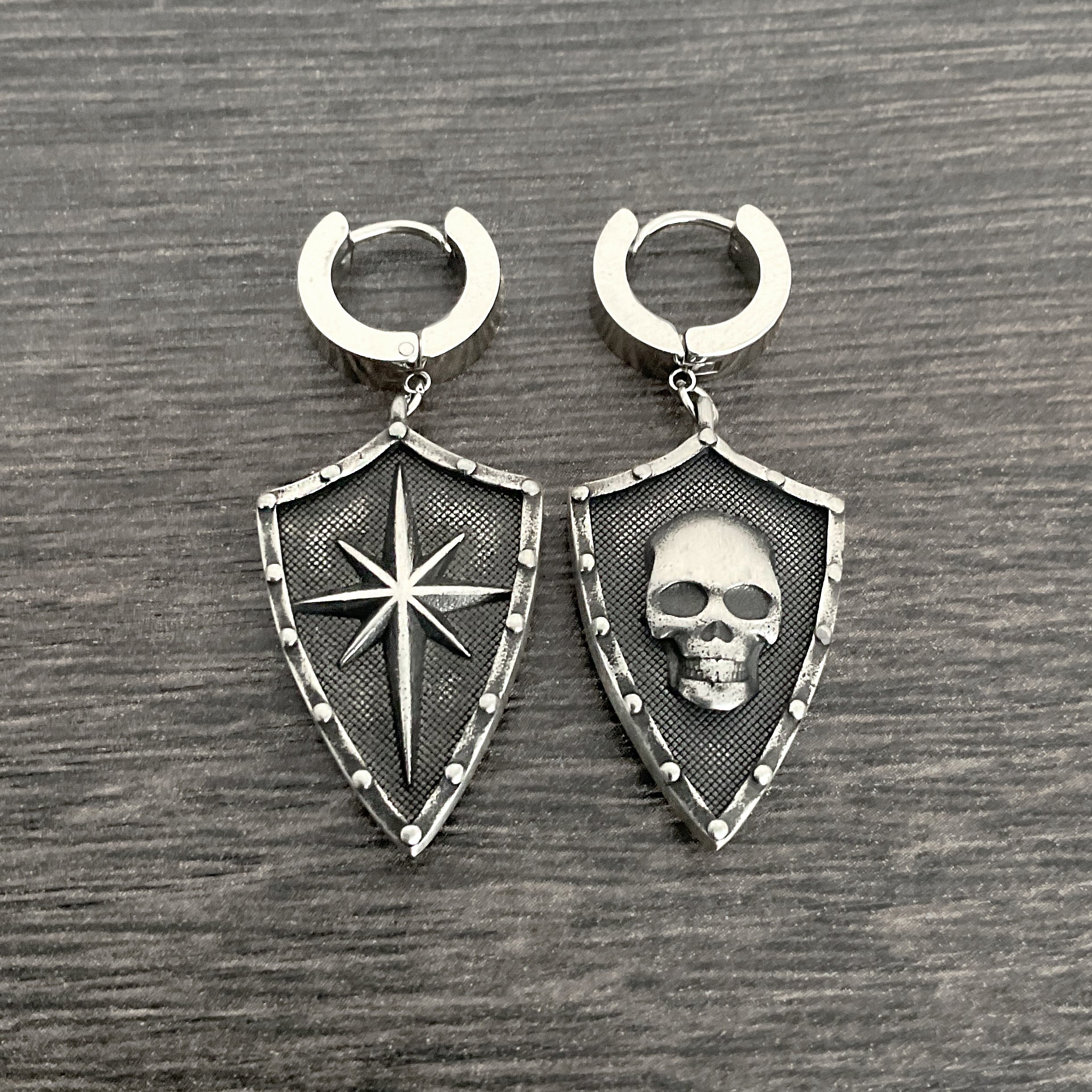 Shield with Skull hoop earring