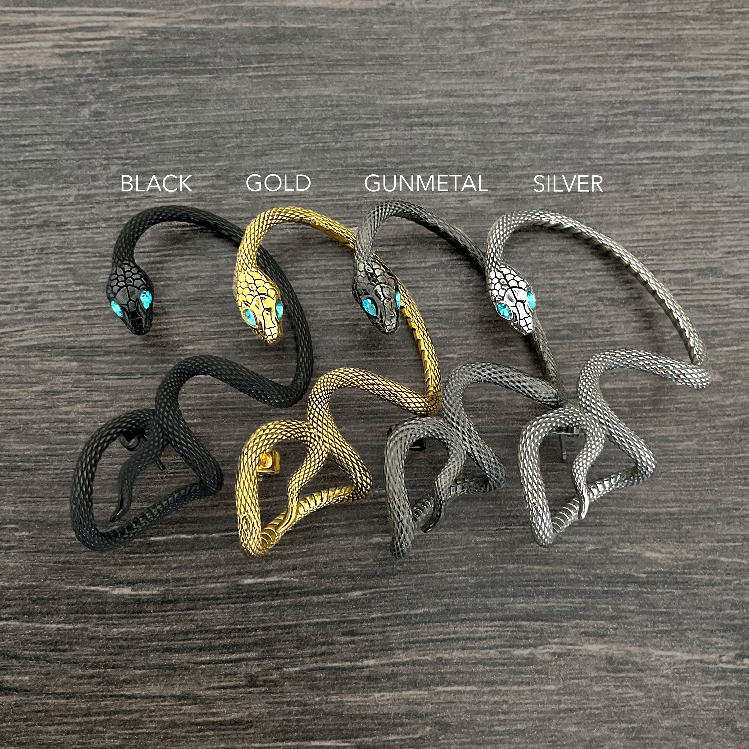 Snake ear wrap with Aquamarine Cz stones