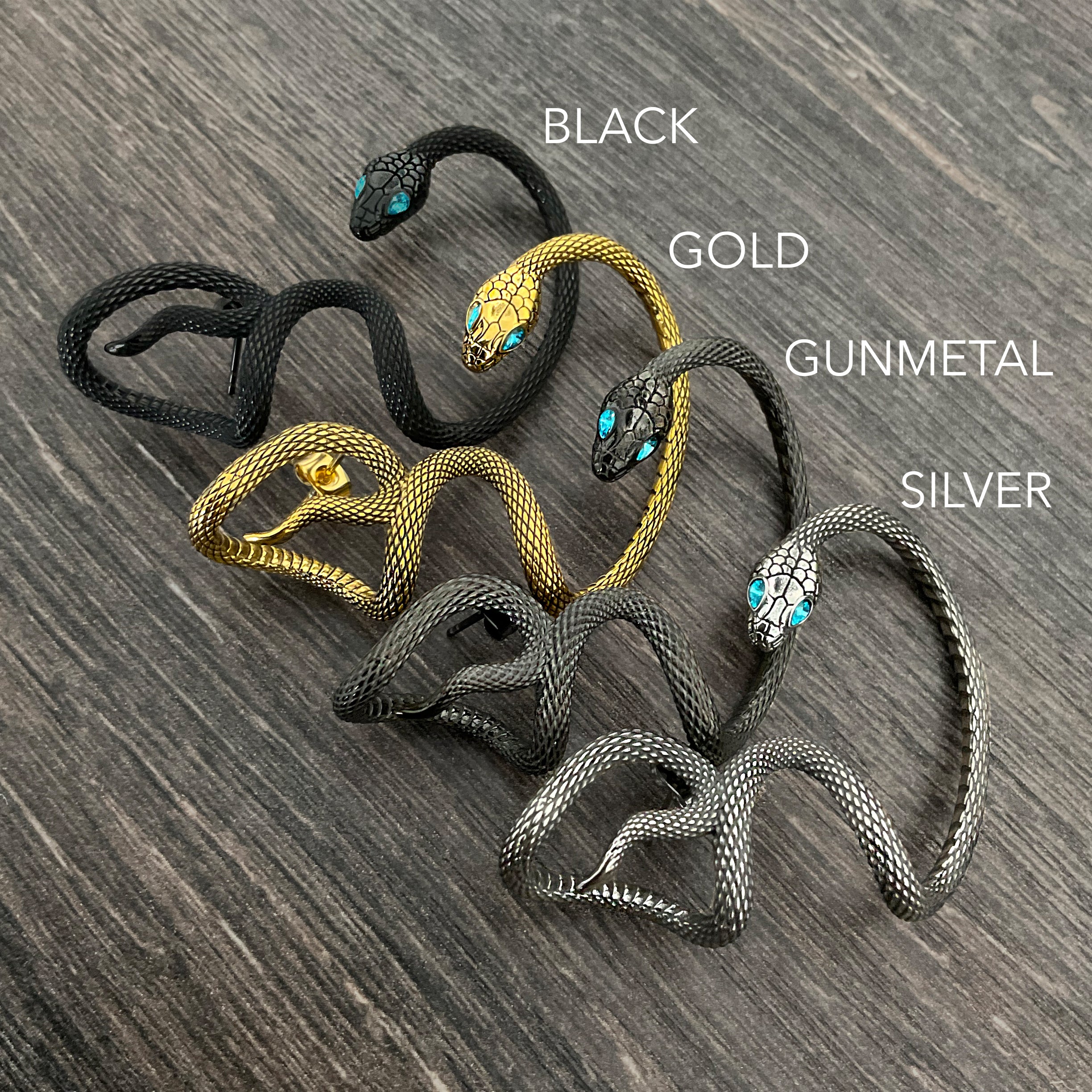 Snake ear wrap with Aquamarine Cz stones