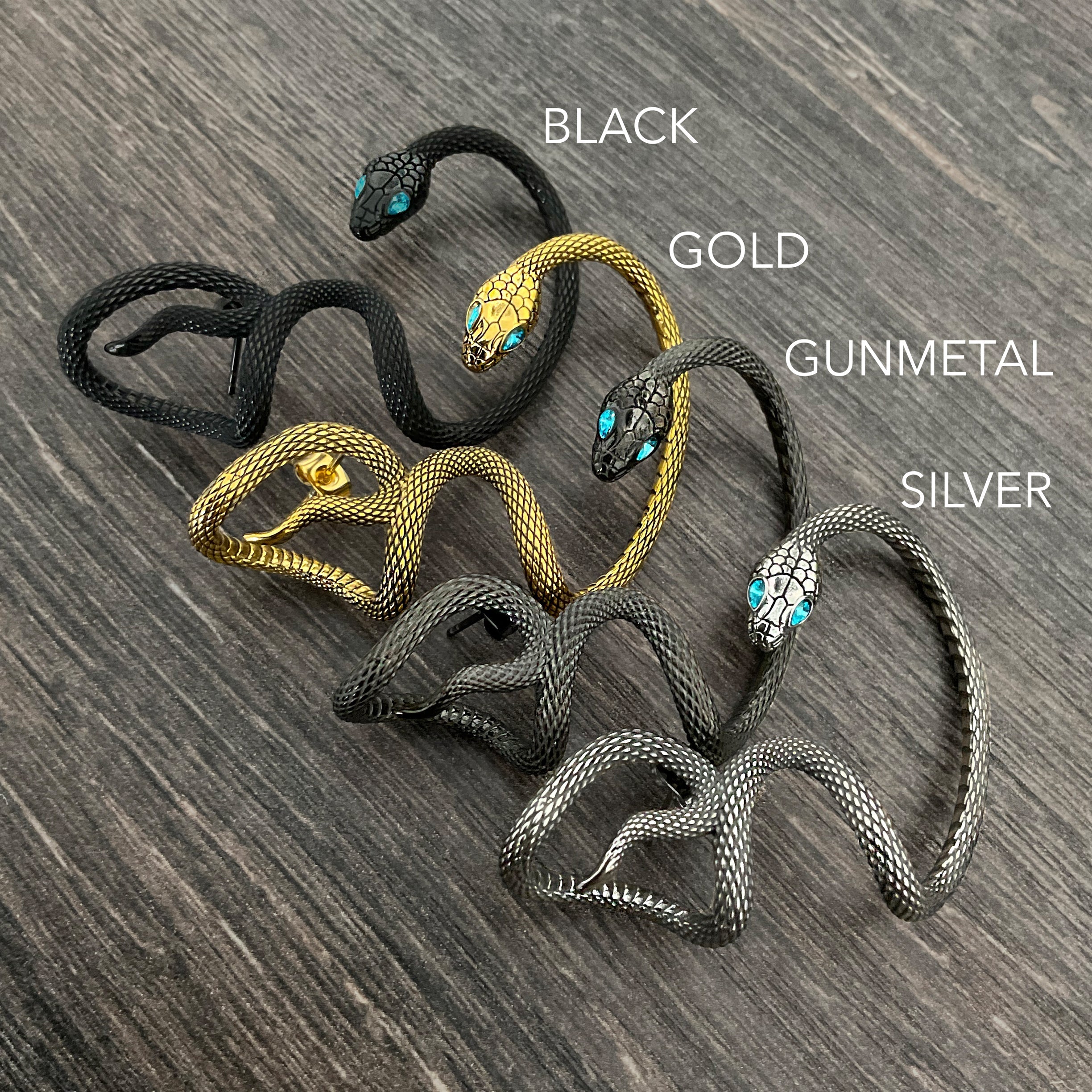 Snake ear wrap with Aquamarine Cz stones
