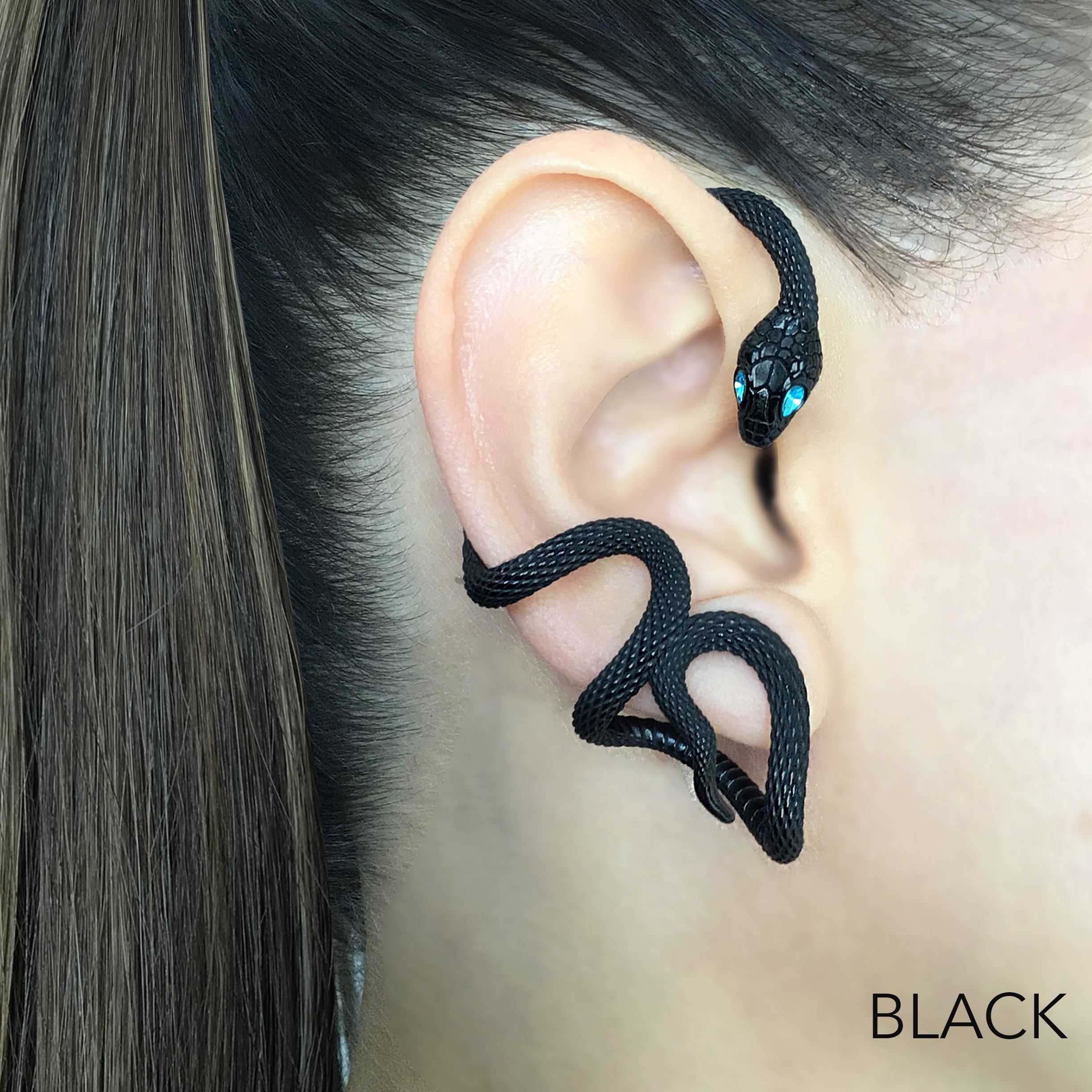 Snake ear wrap with Aquamarine Cz stones