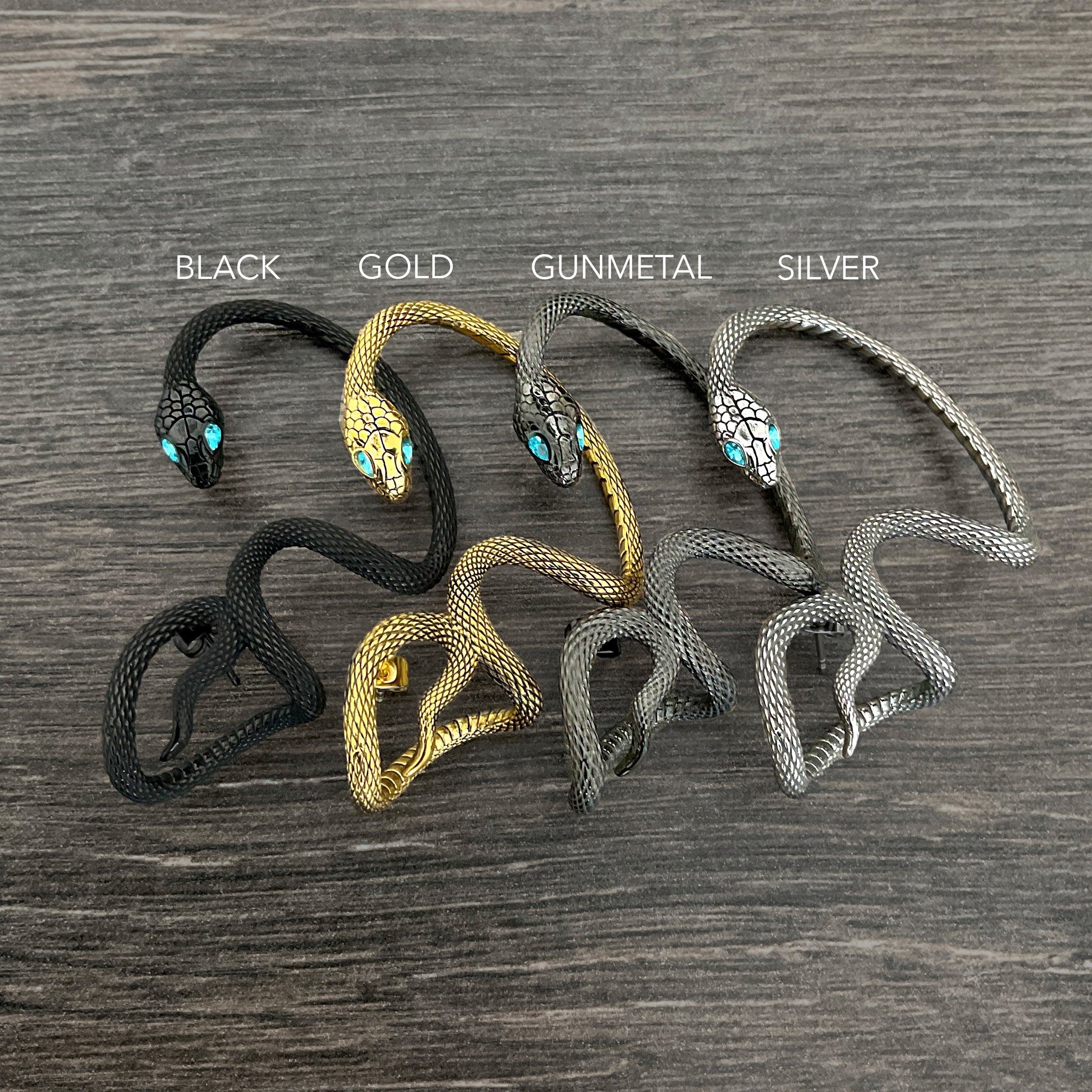 Snake ear wrap with Aquamarine Cz stones