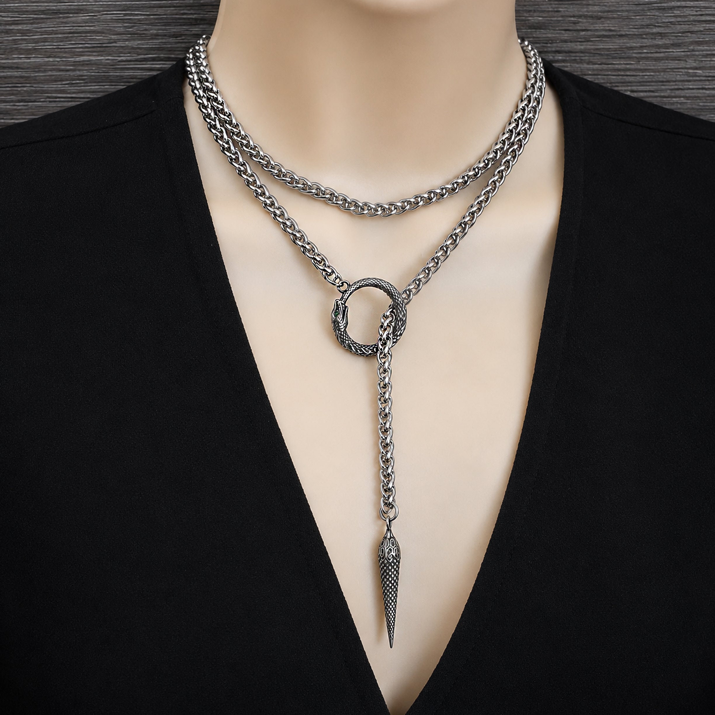 Snake Wrapped Lariat Chain