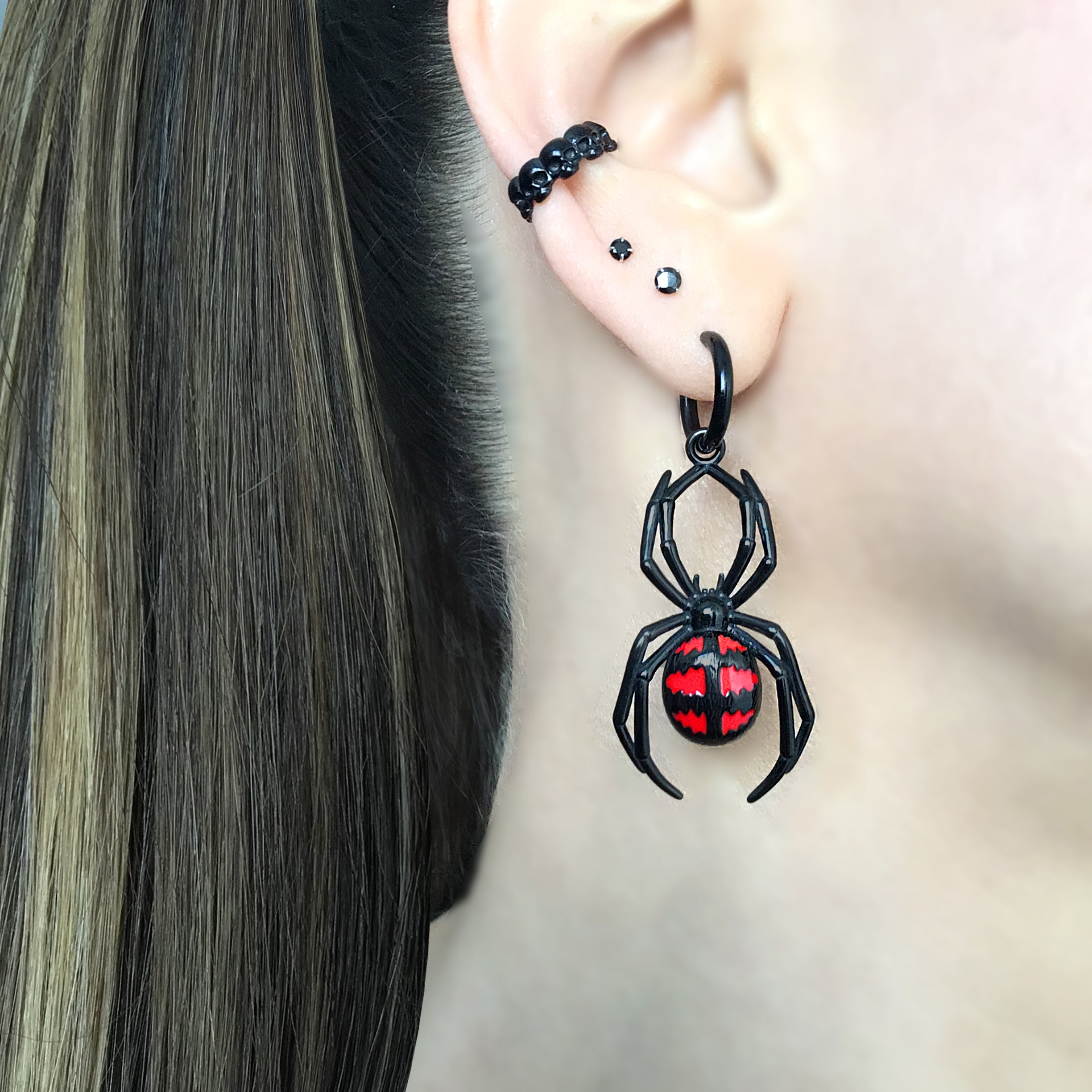 Spider hoop earrings