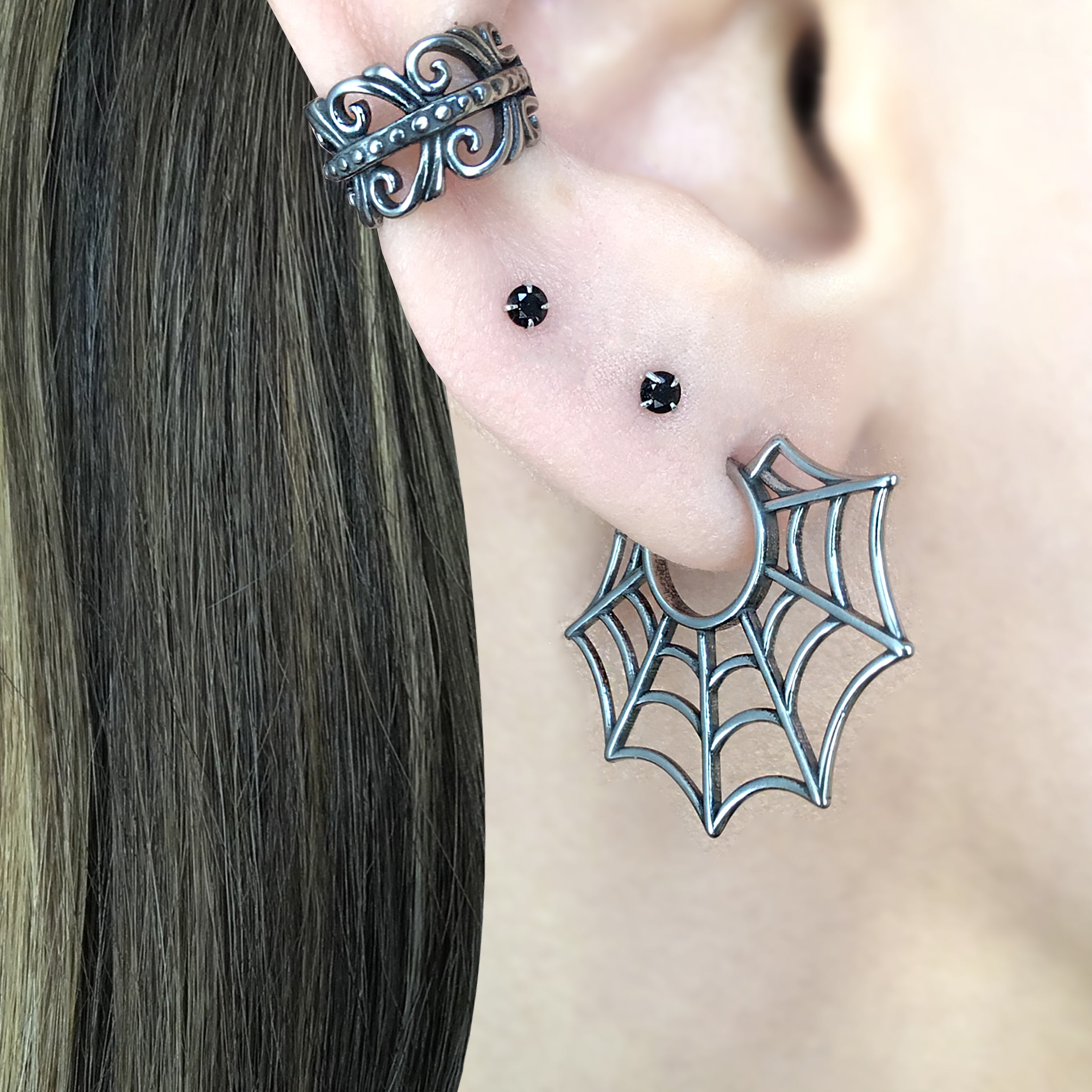 Spider web earrings
