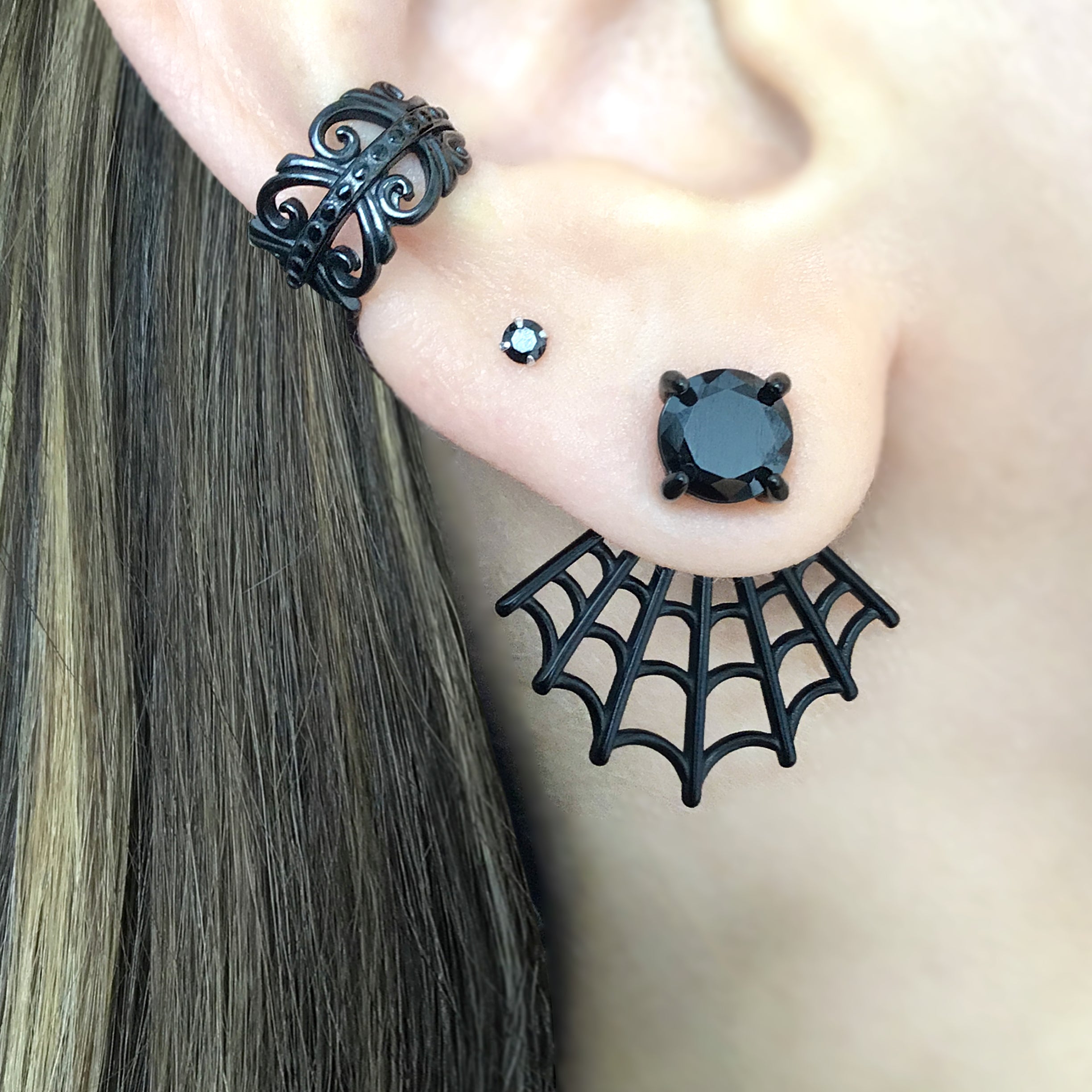 Spider web ear jacket
