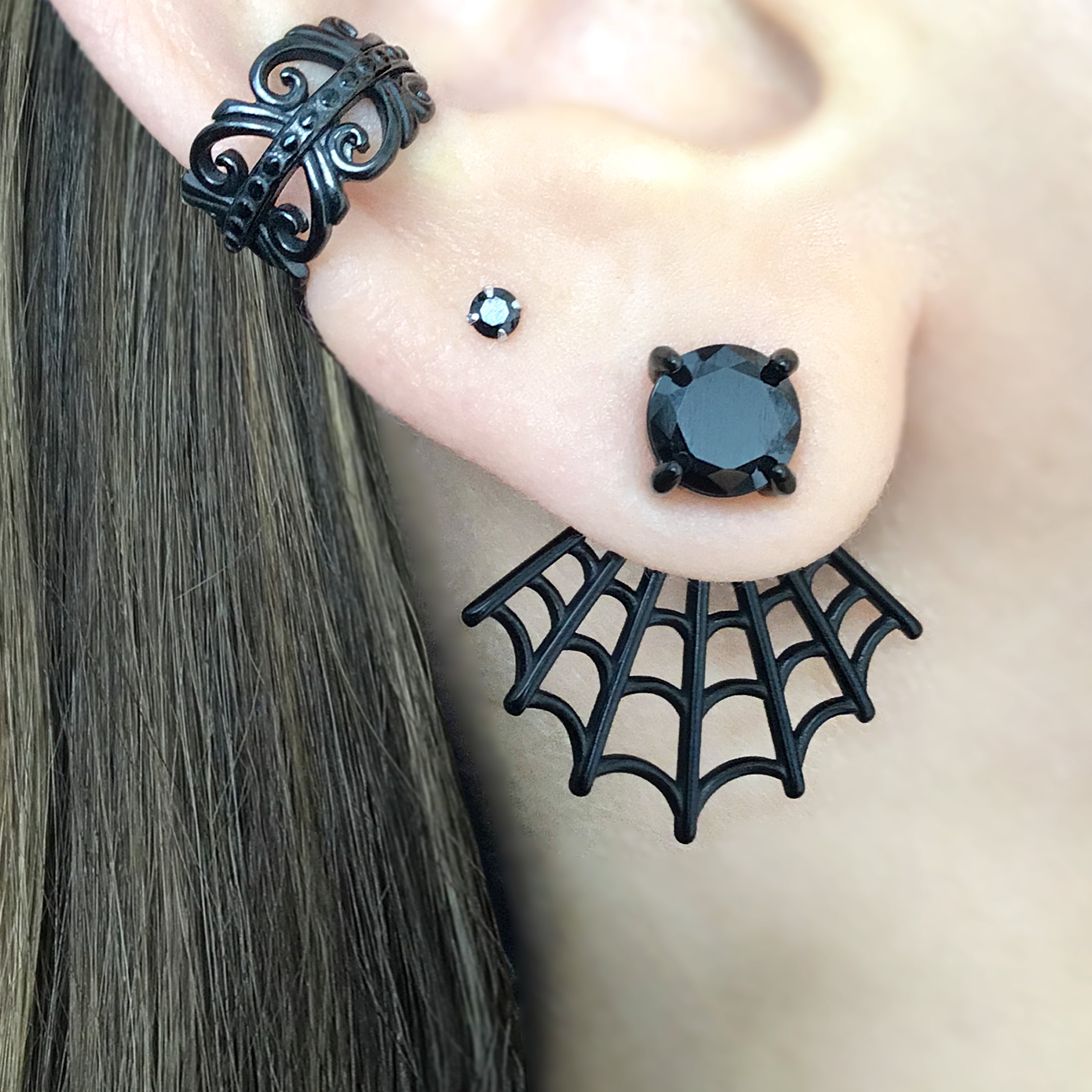 Spider web ear jacket