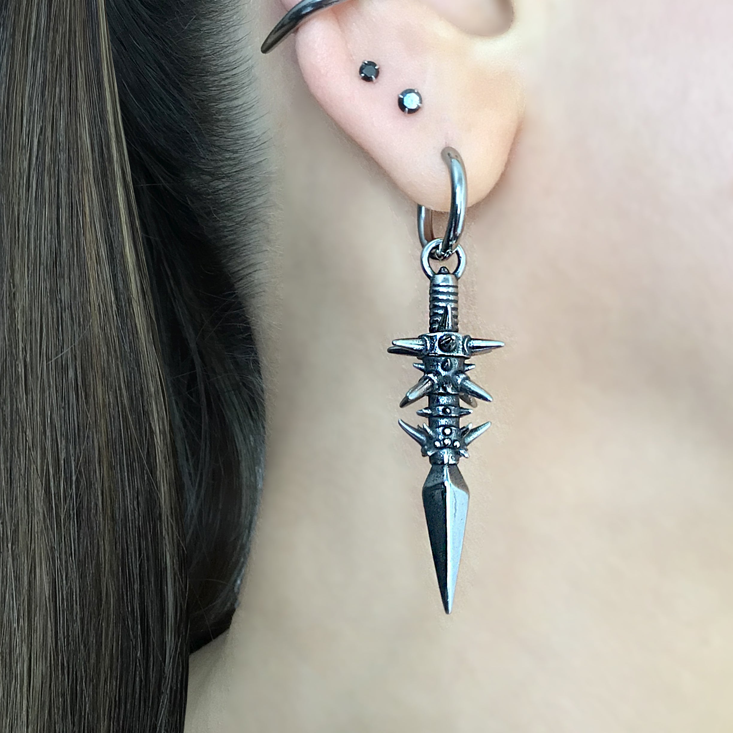 Spear and Spikes hoop earrings