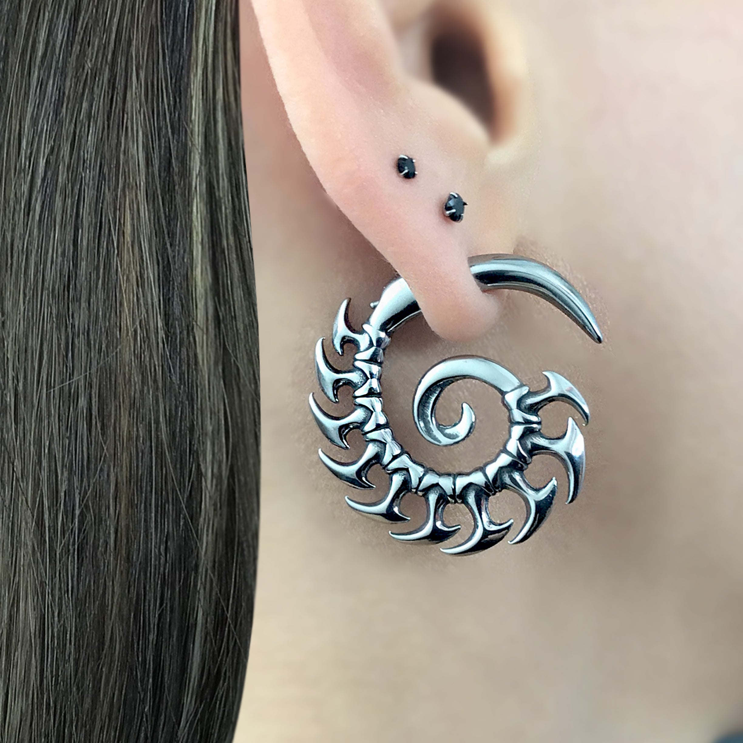 Spine and Spikes ear jacket earrings