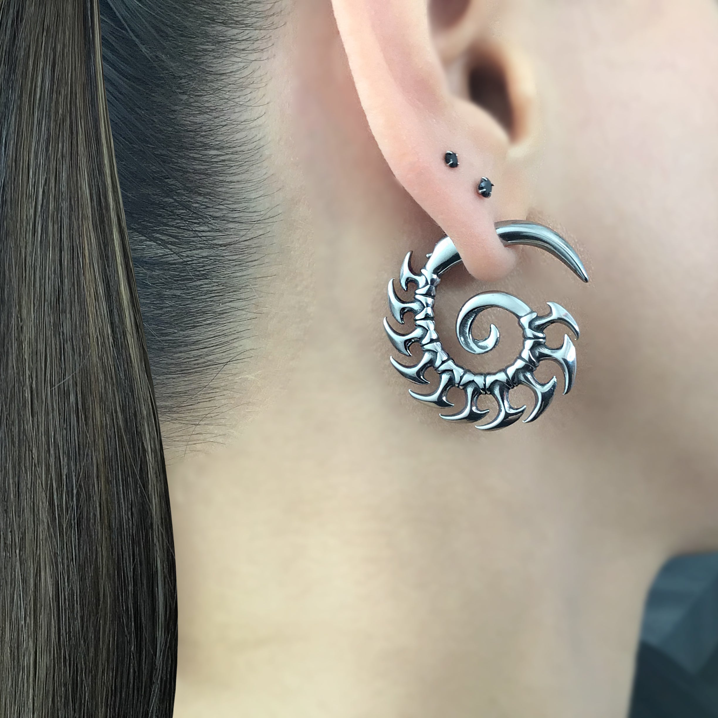 Spine and Spikes ear jacket earrings
