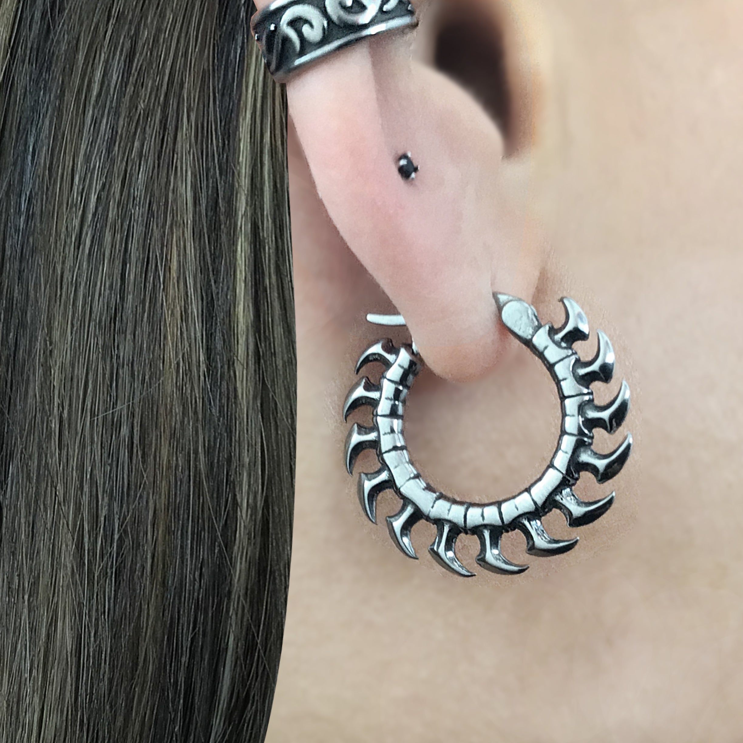 Spine and Spike hoop earrings
