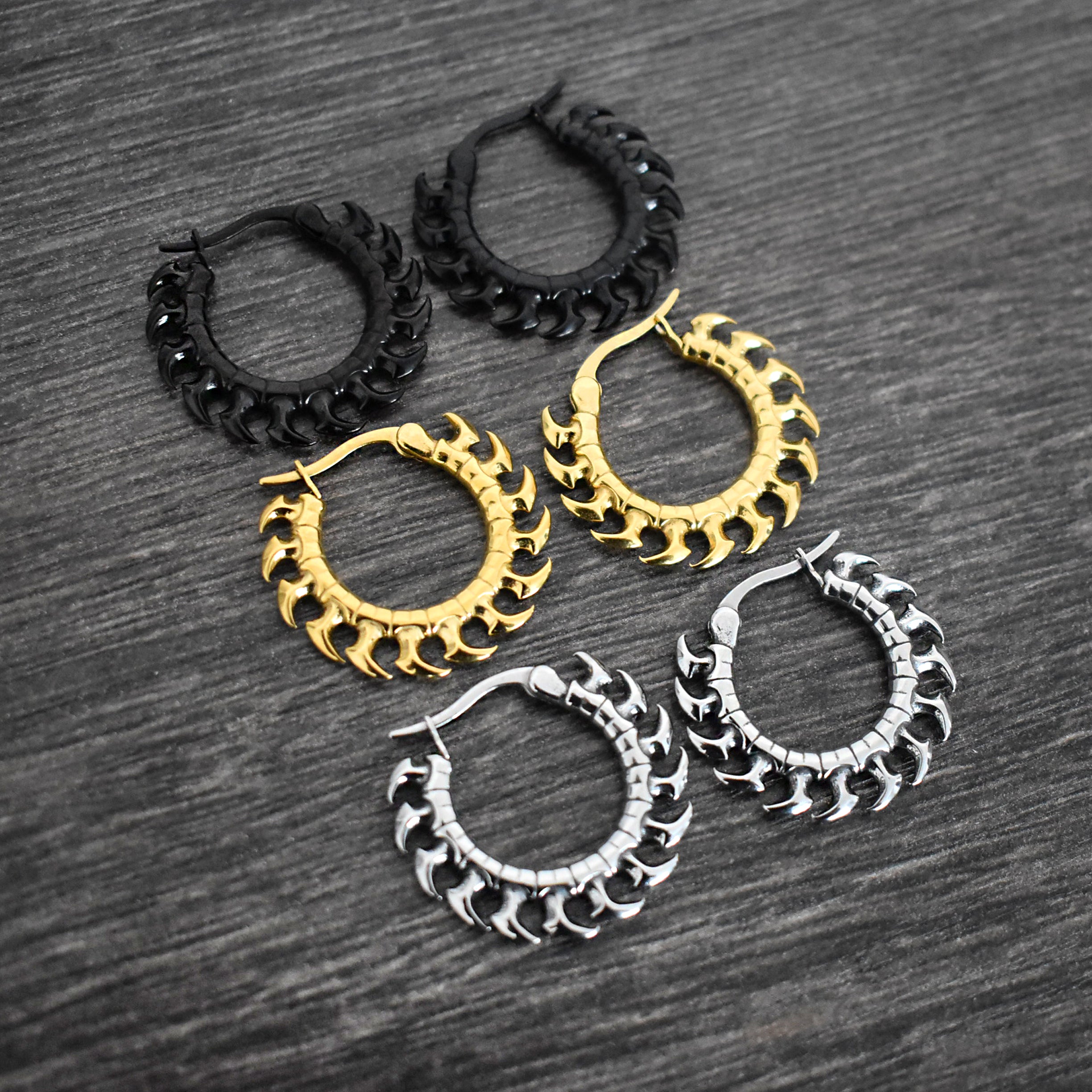 Spine and Spike hoop earrings