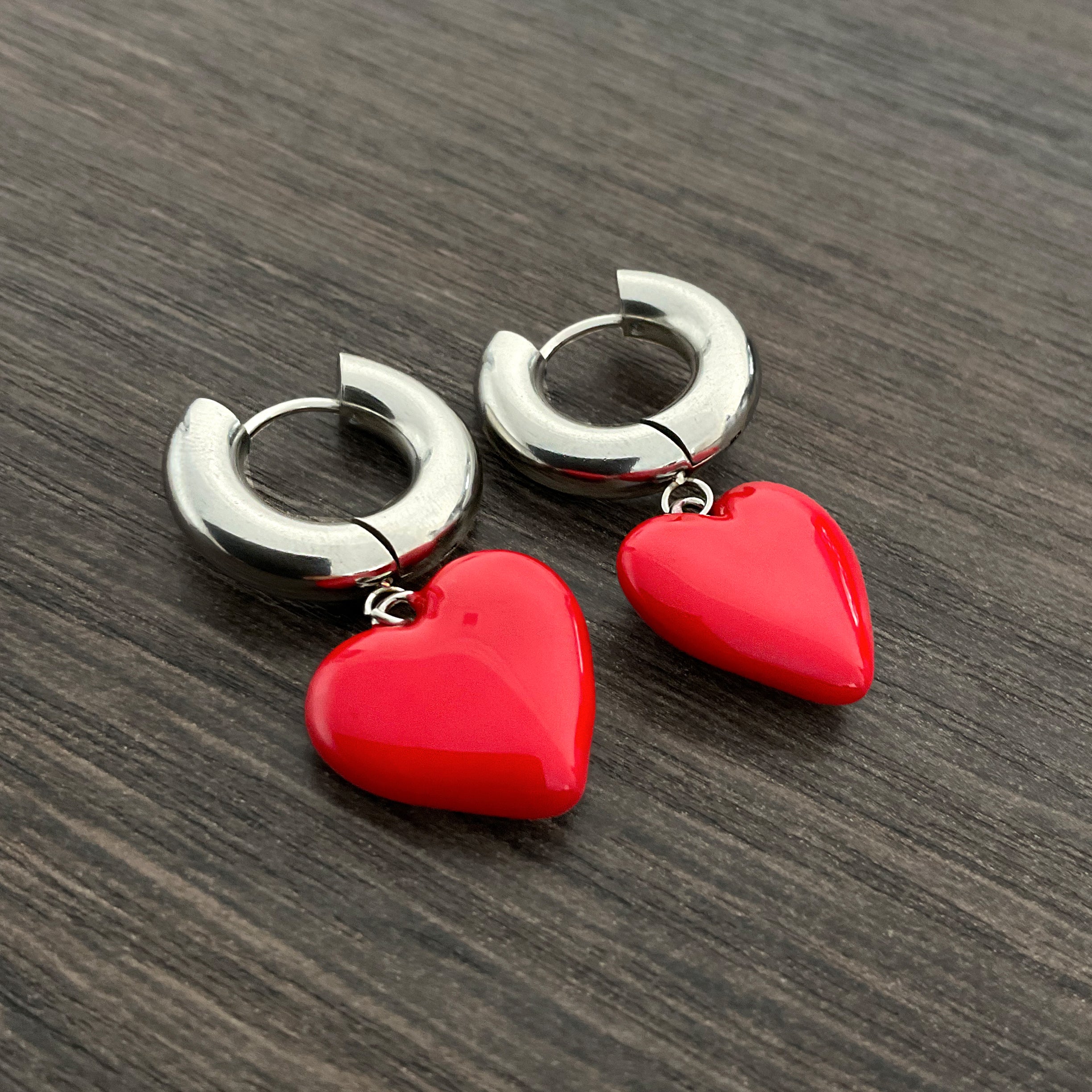 Heart hoop earrings
