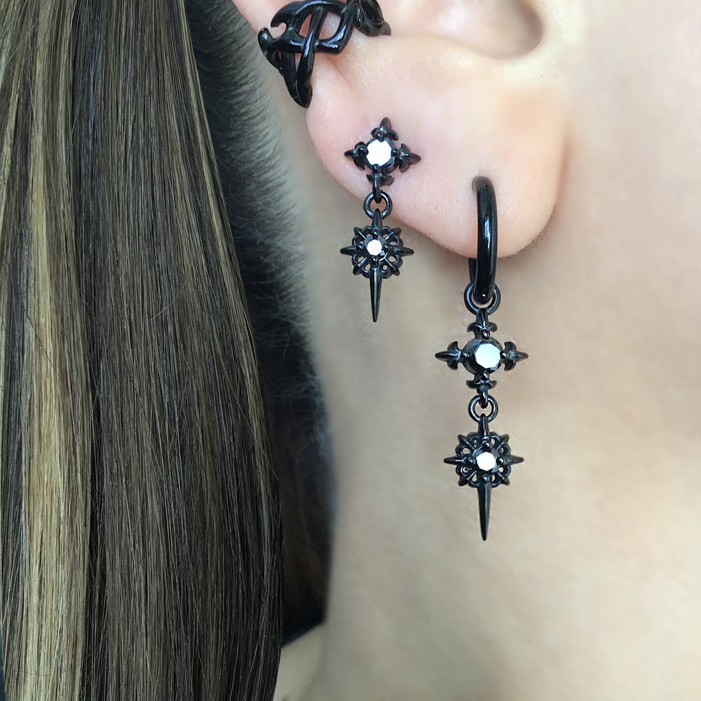 Starburst hoops with Purple CZ