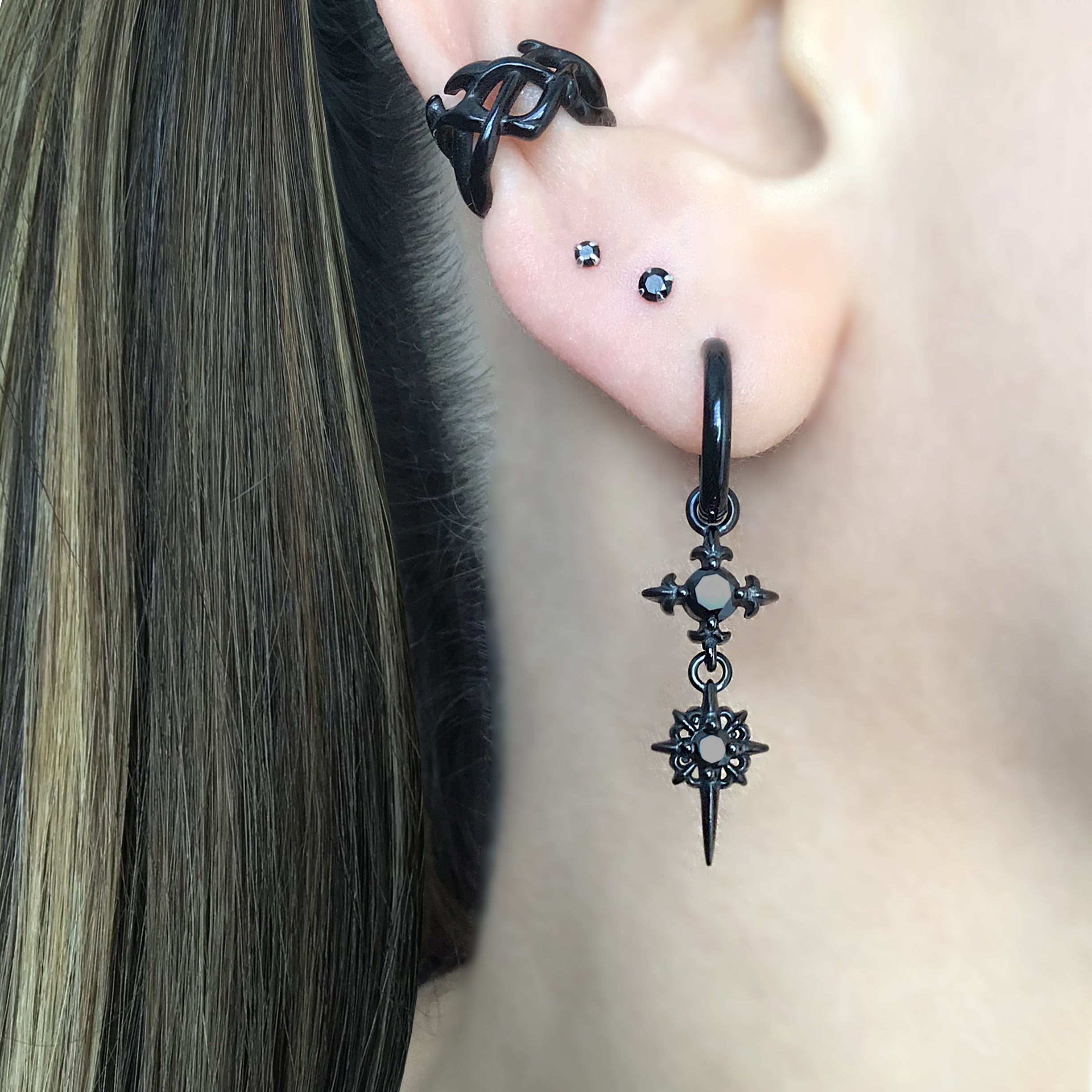 Starburst hoops with Purple CZ