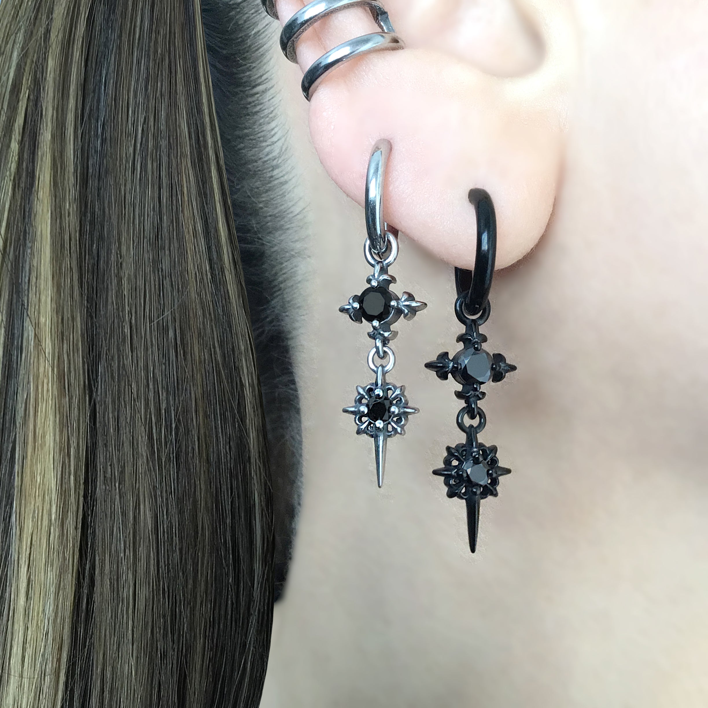 Starburst hoops with Purple CZ