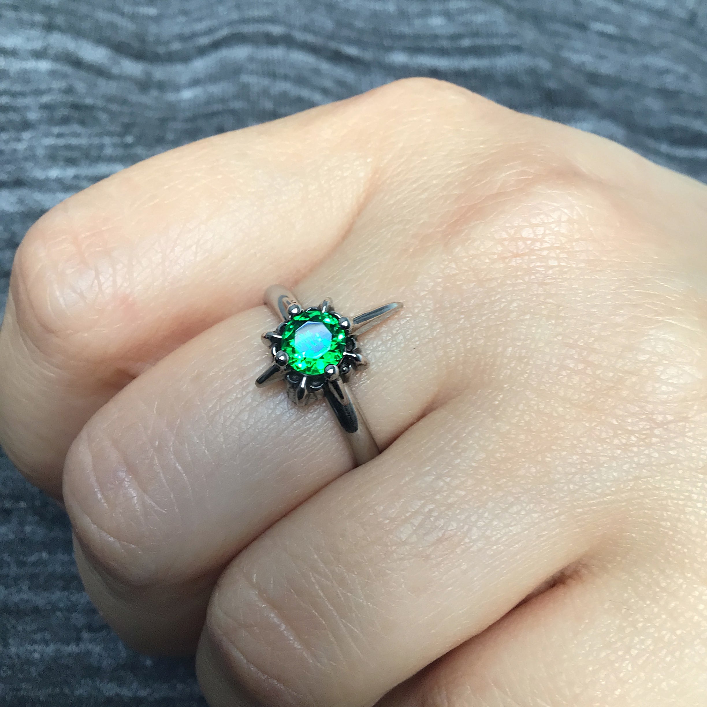 North star ring with Green stone