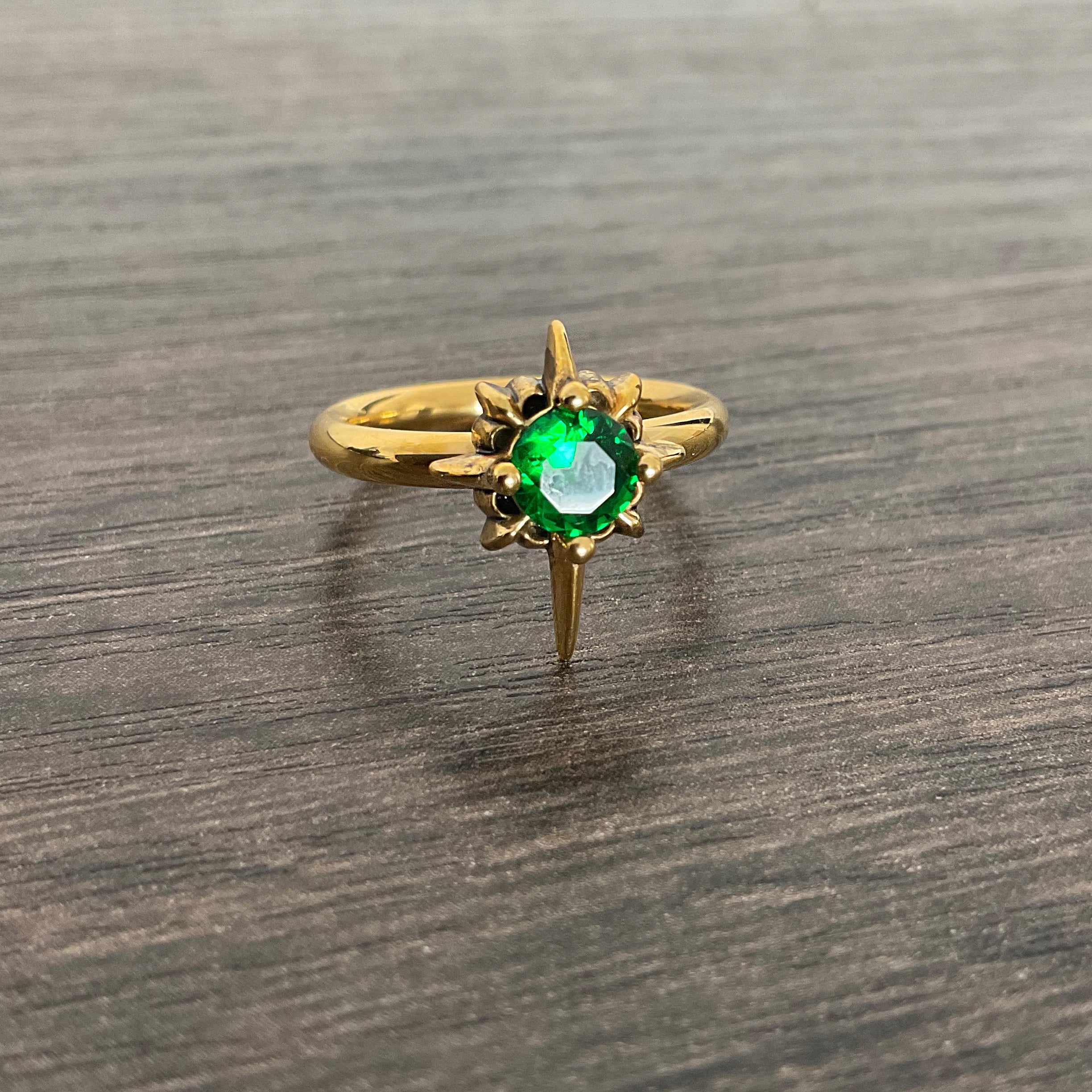 North star ring with Green stone