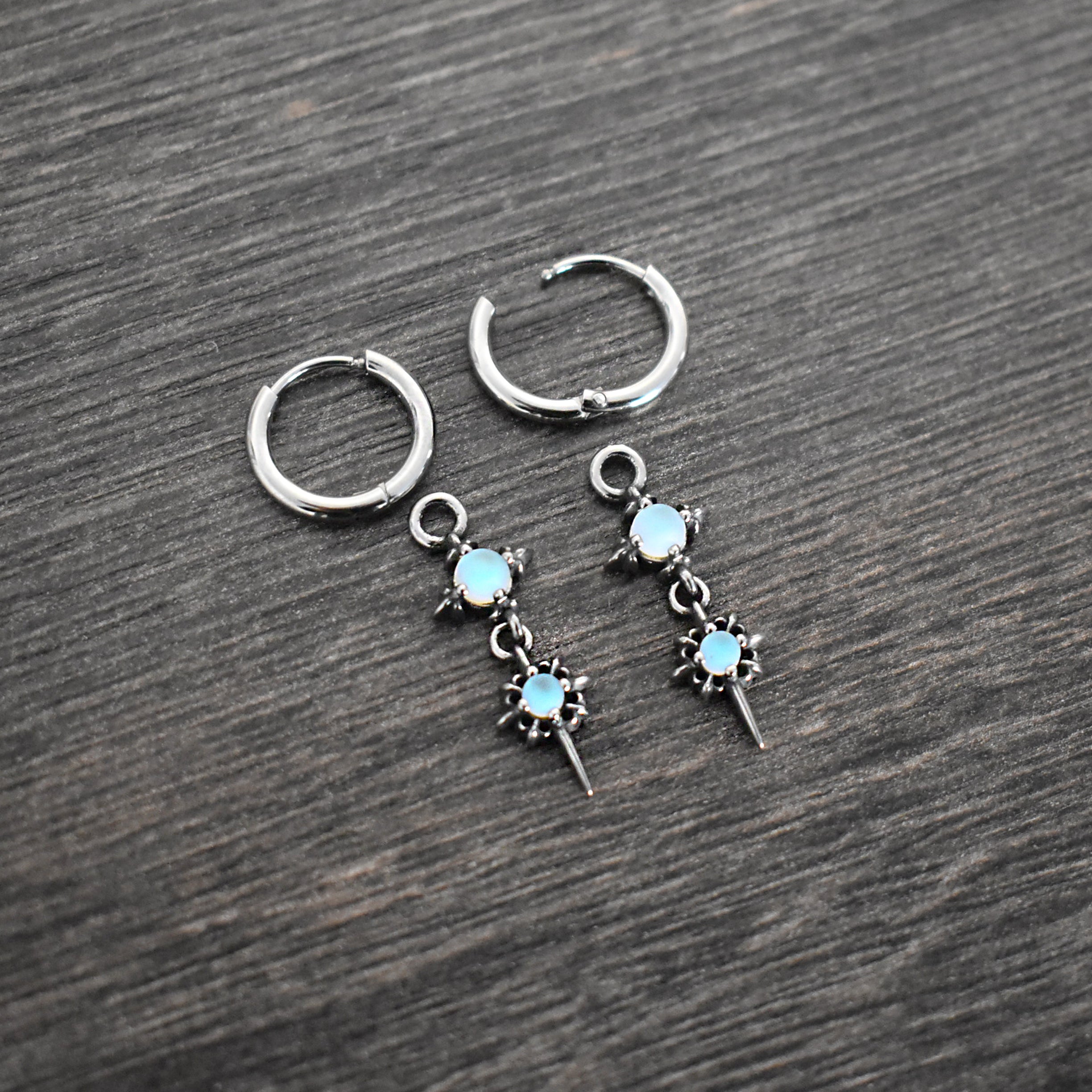 Starburst hoops with Blue glass
