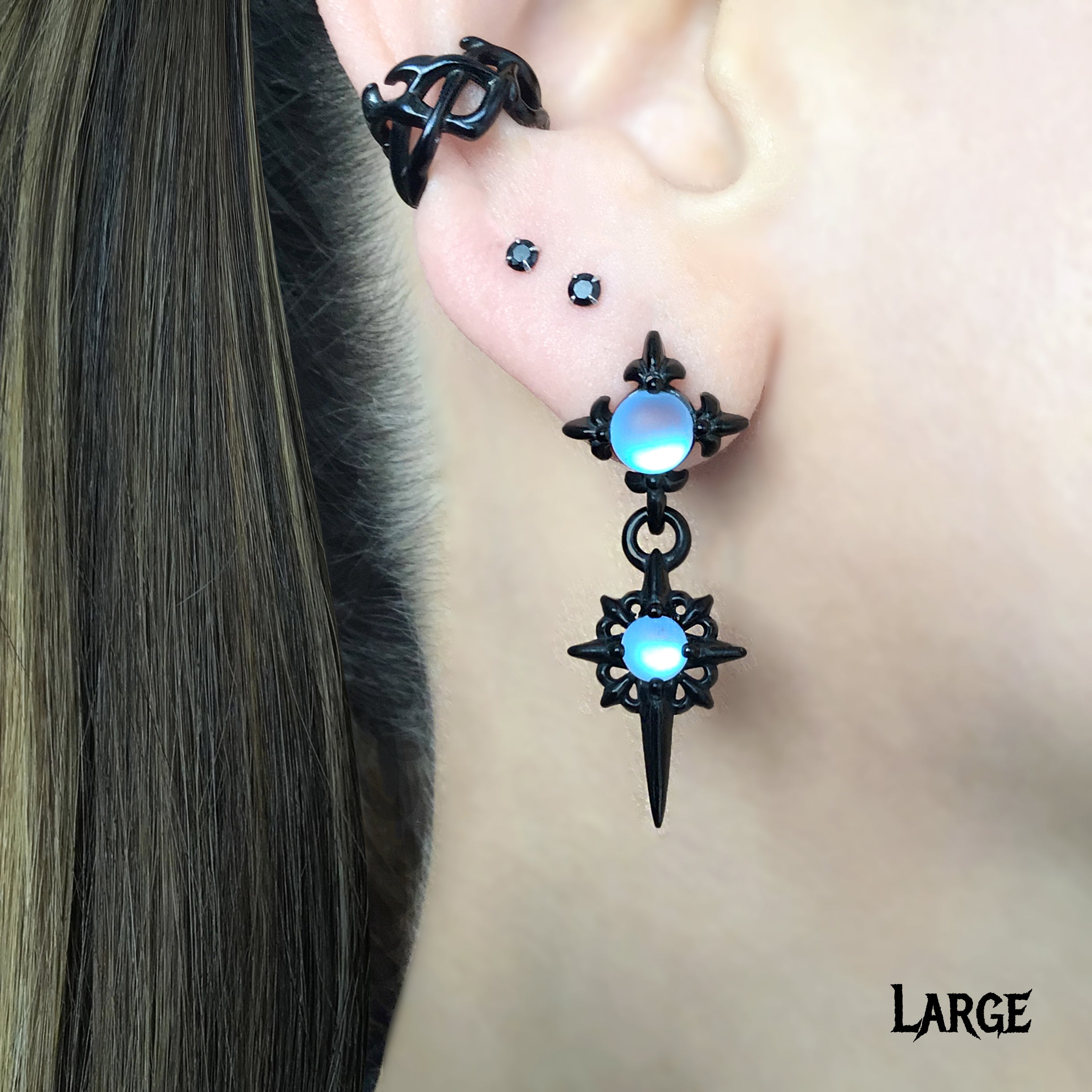 Starburst earrings with Blue glass