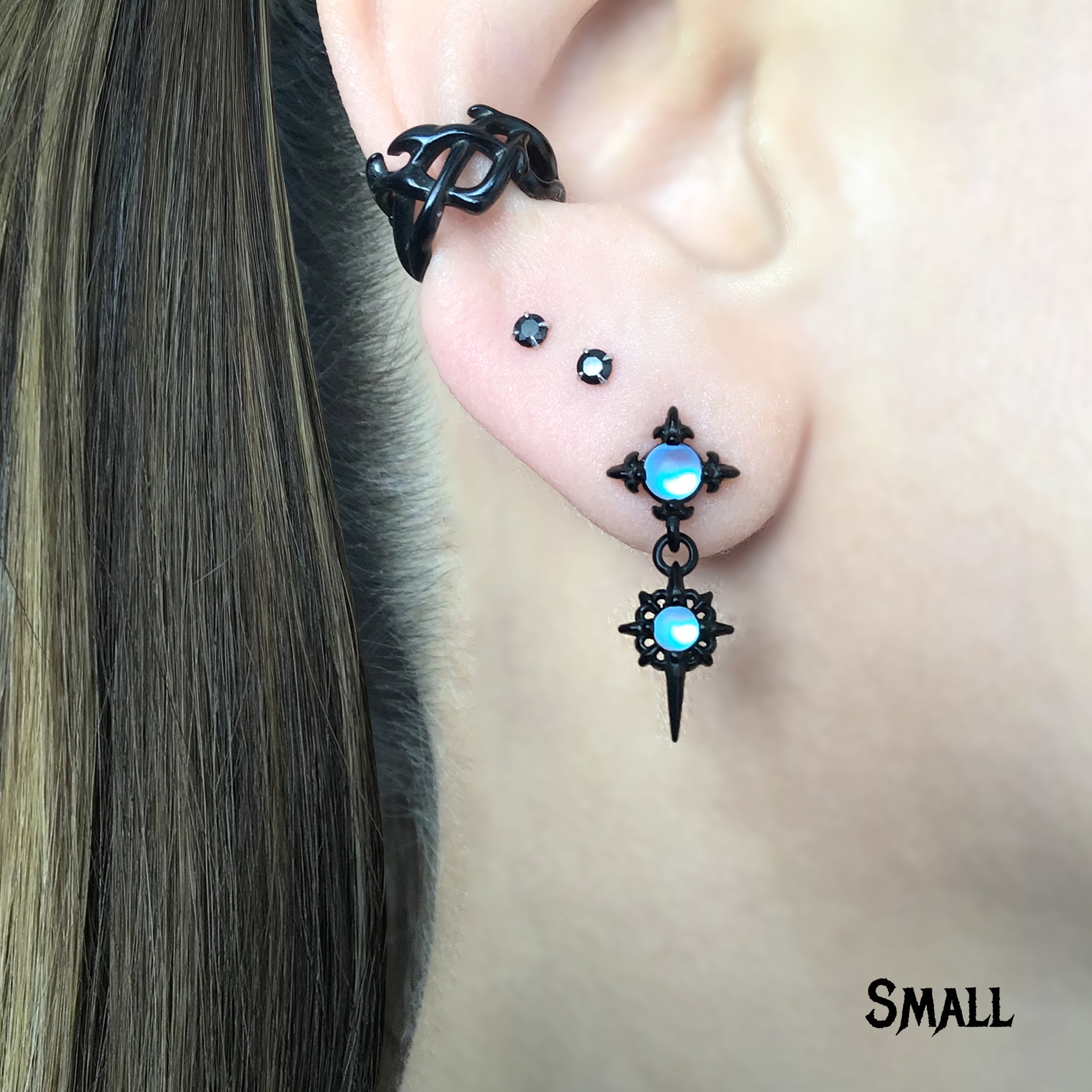 Starburst earrings with Blue glass