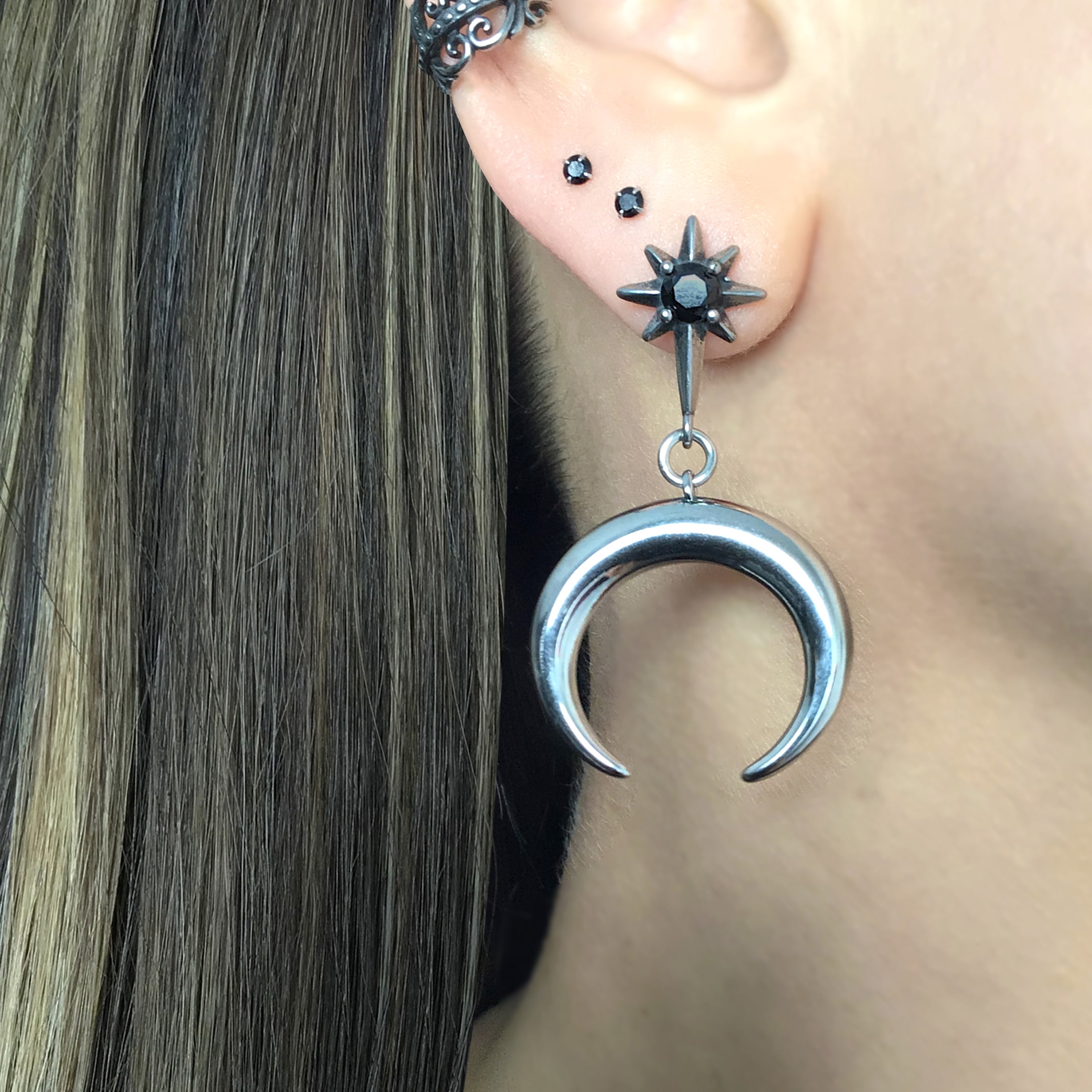 North star and Moon earrings