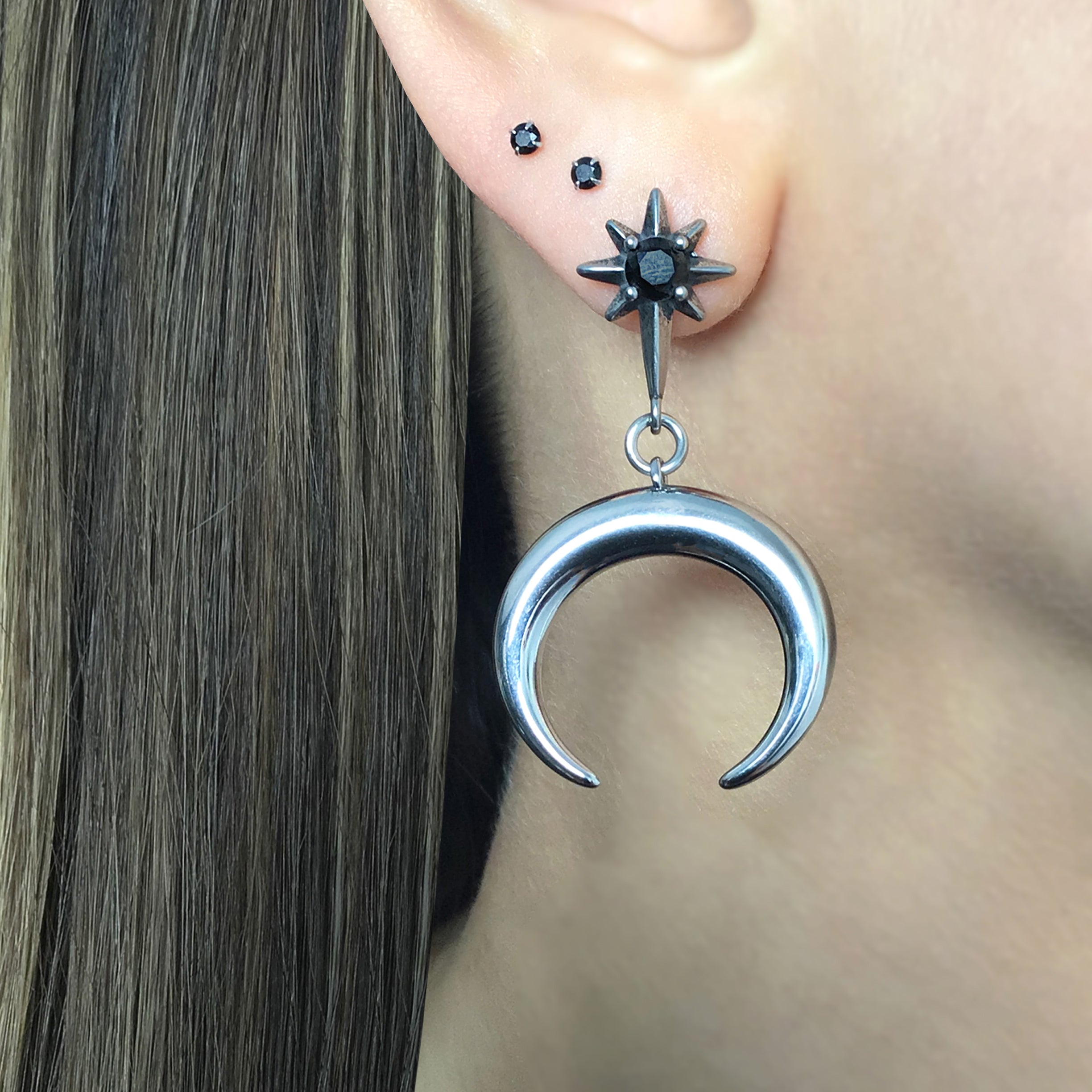 North star and Moon earrings
