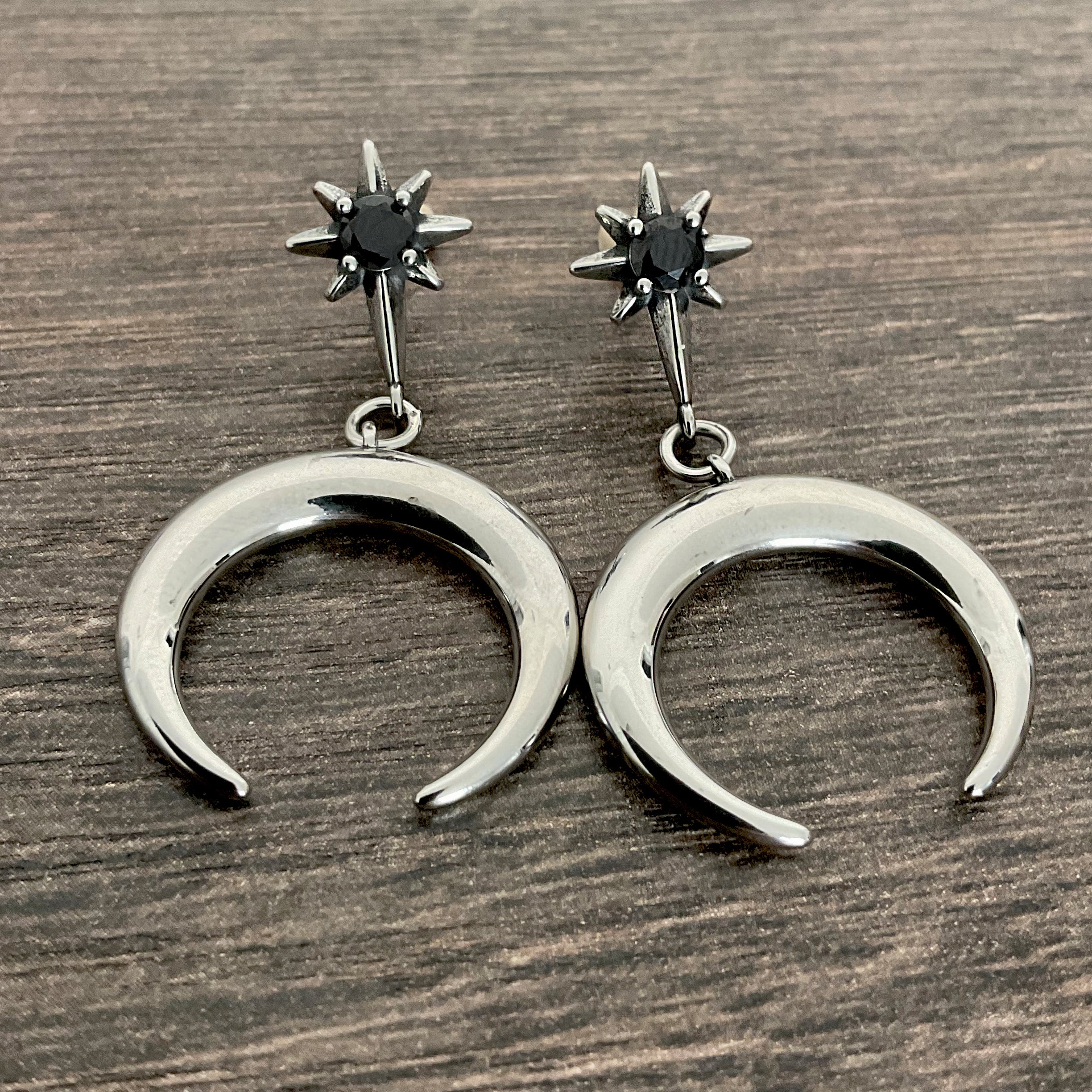 North star and Moon earrings