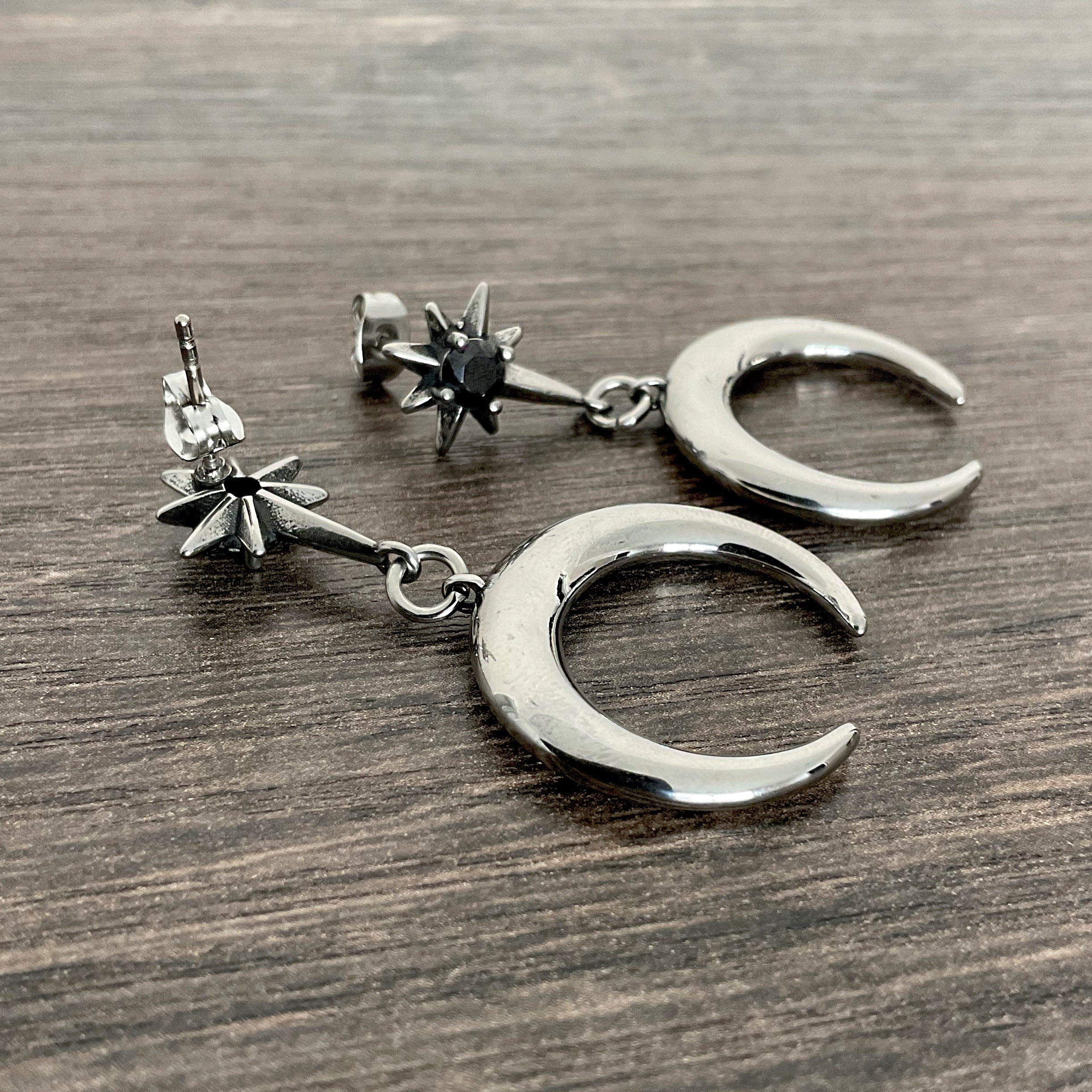 North star and Moon earrings