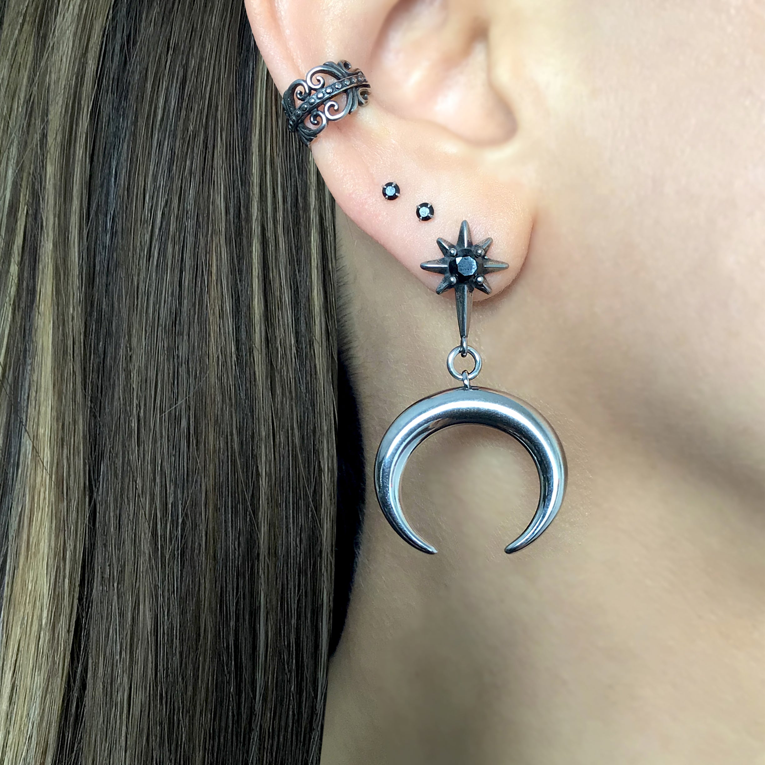 North star and Moon earrings
