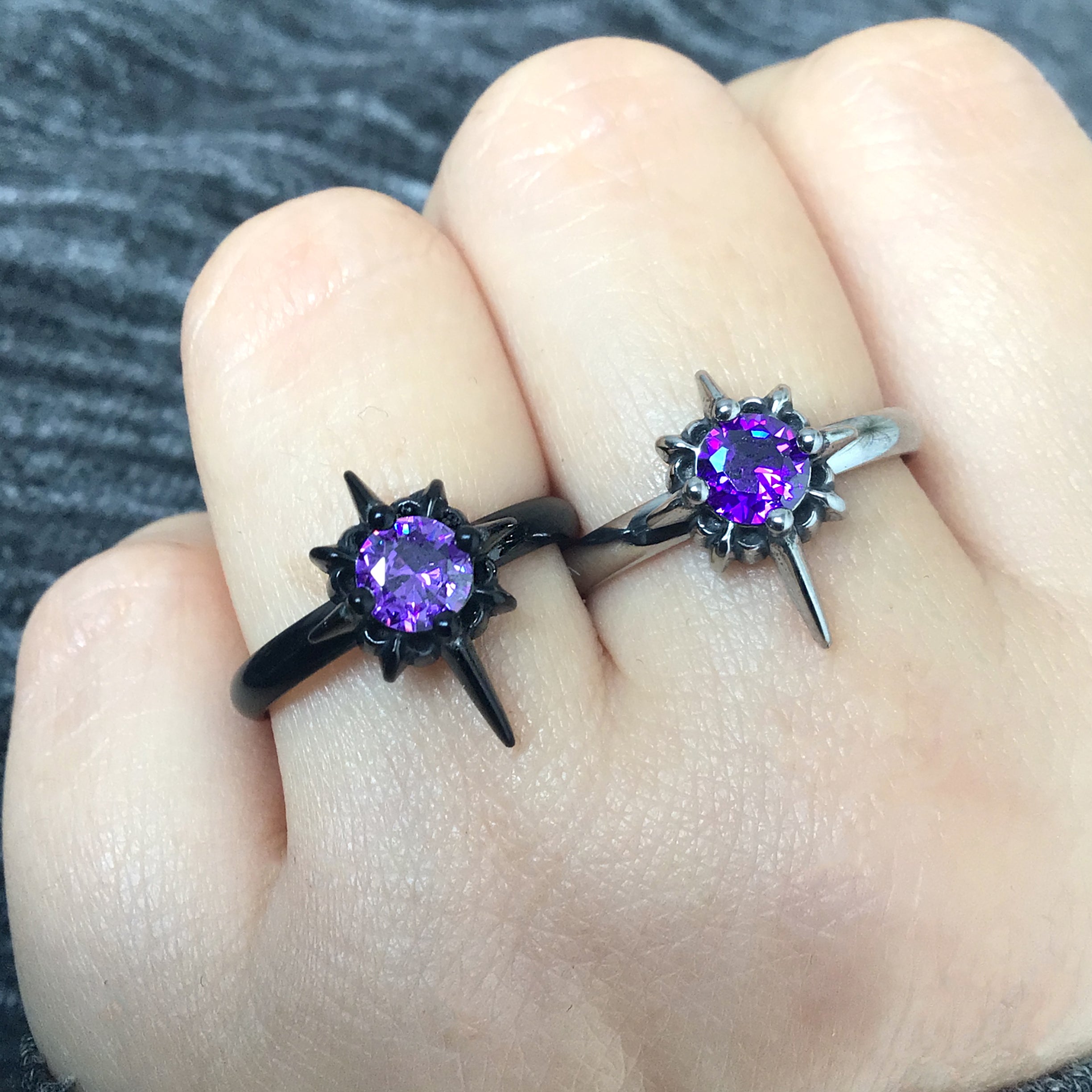 North star ring with Purple stone