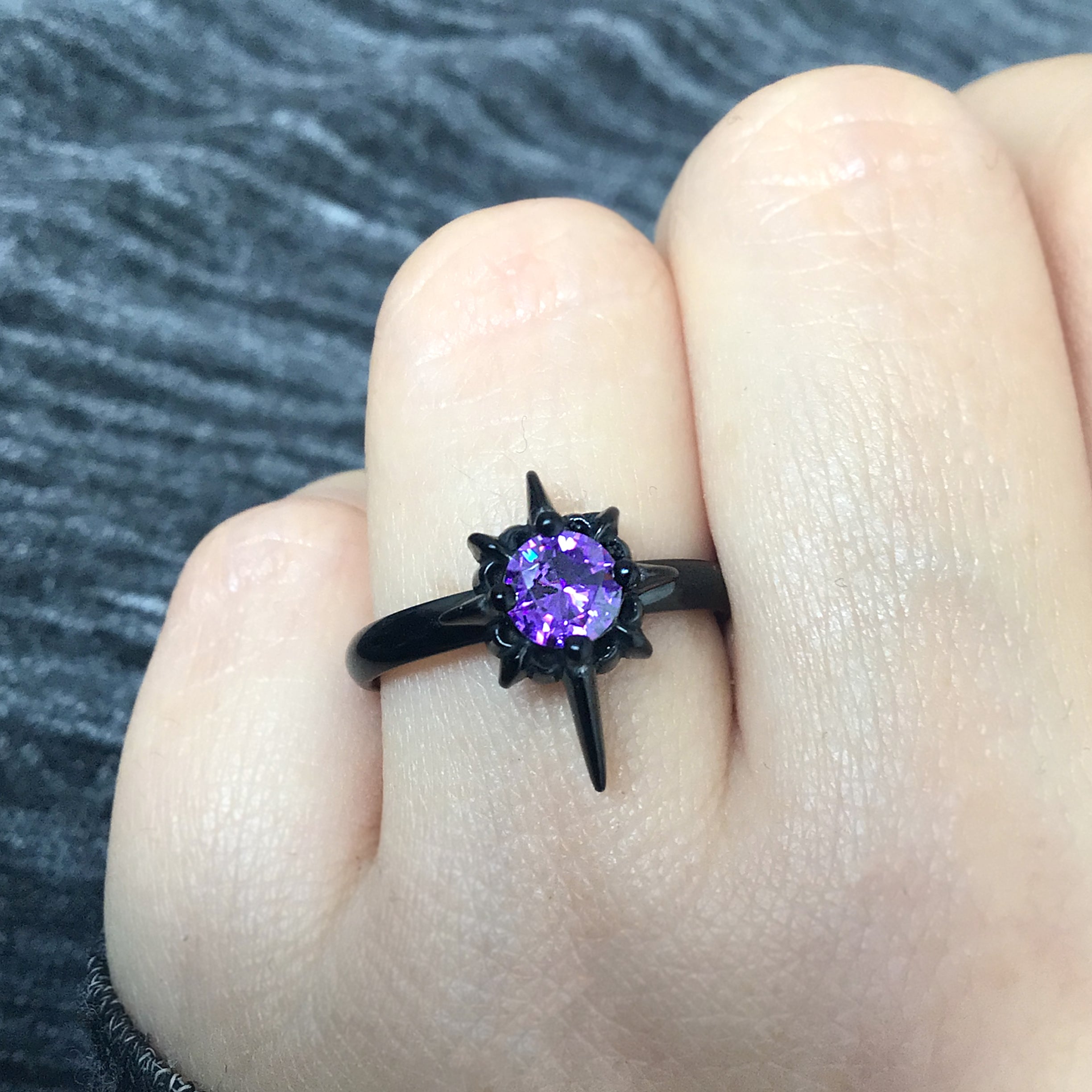 North star ring with Purple stone