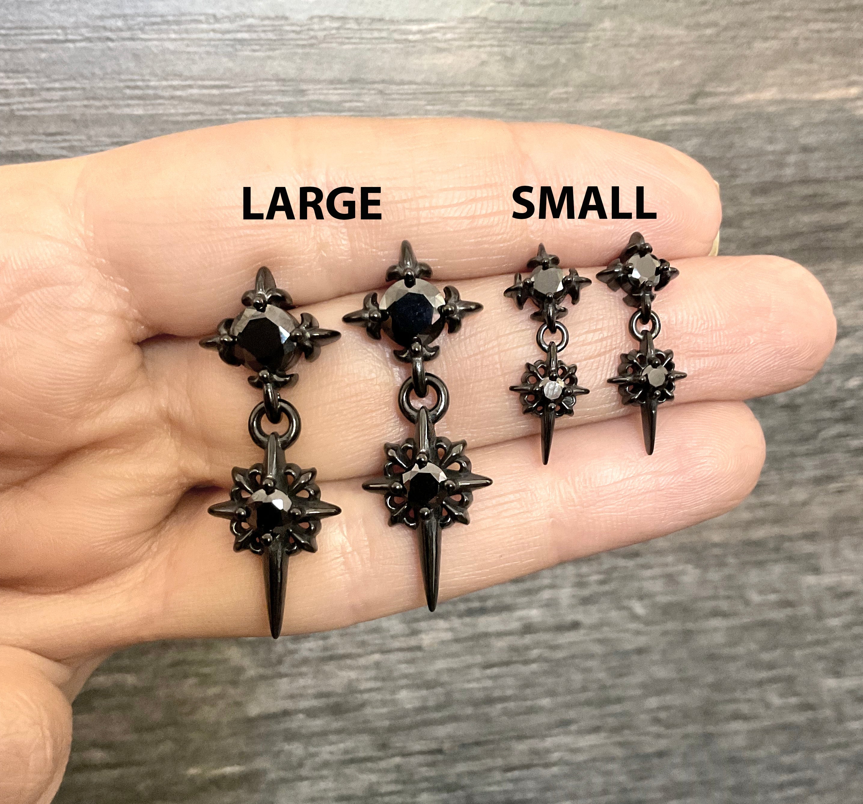 Starburst earrings with Black CZ