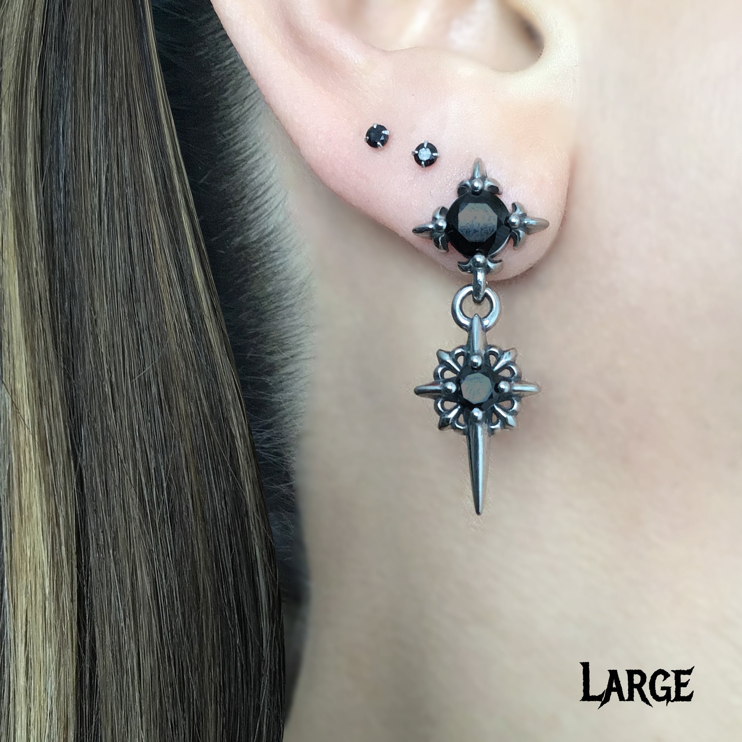 Starburst earrings with Black CZ