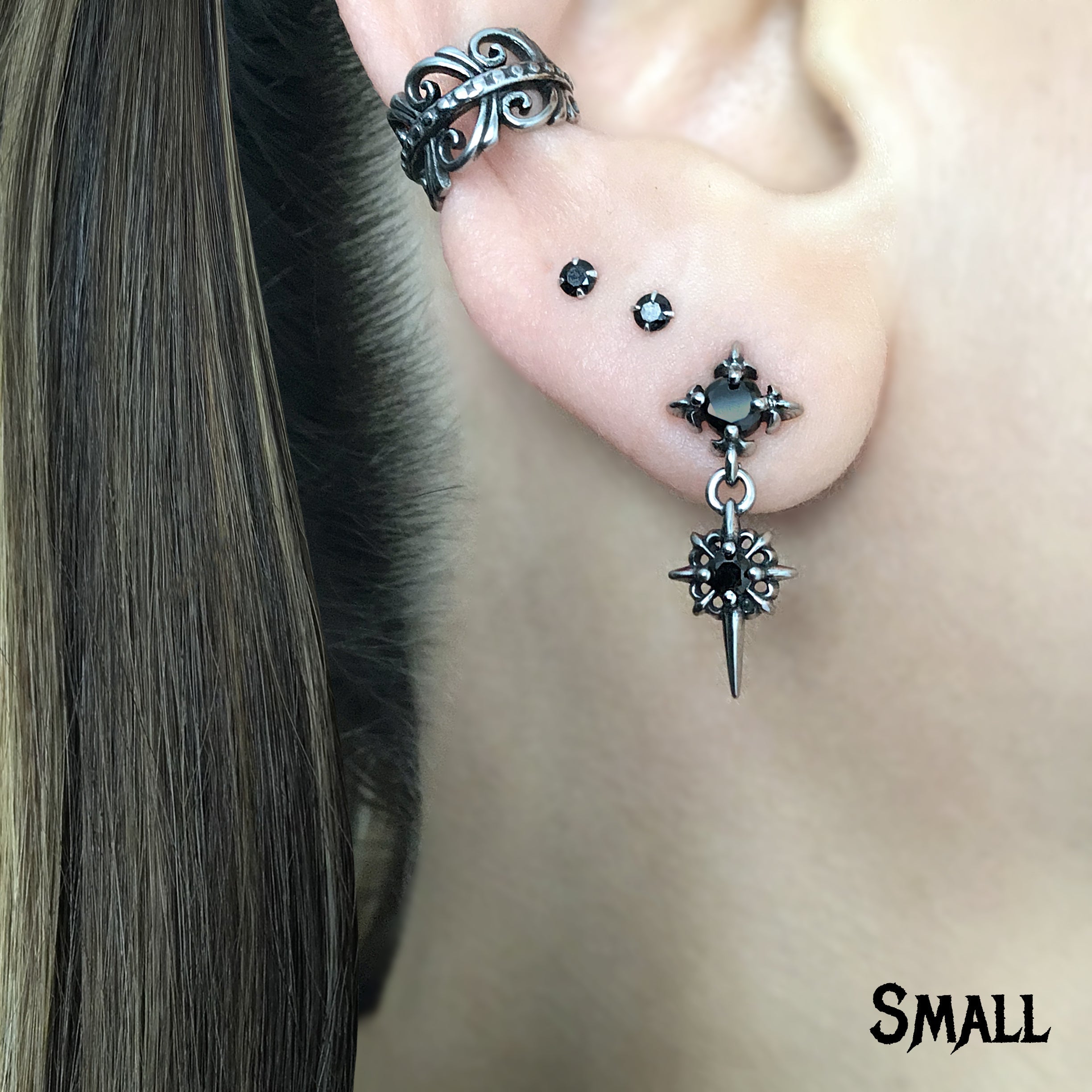 Starburst earrings with Black CZ
