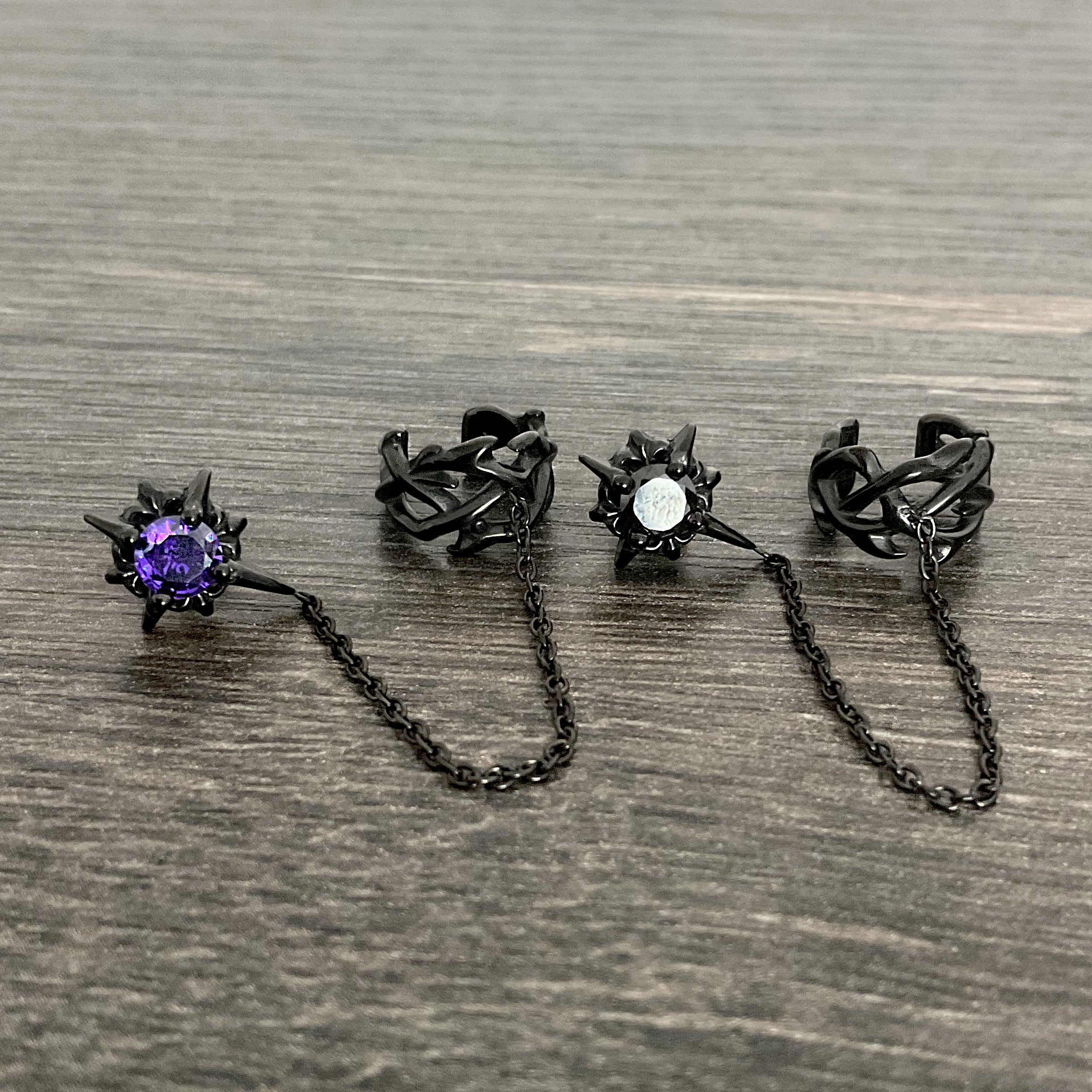 Starburst stud with ear cuff attached