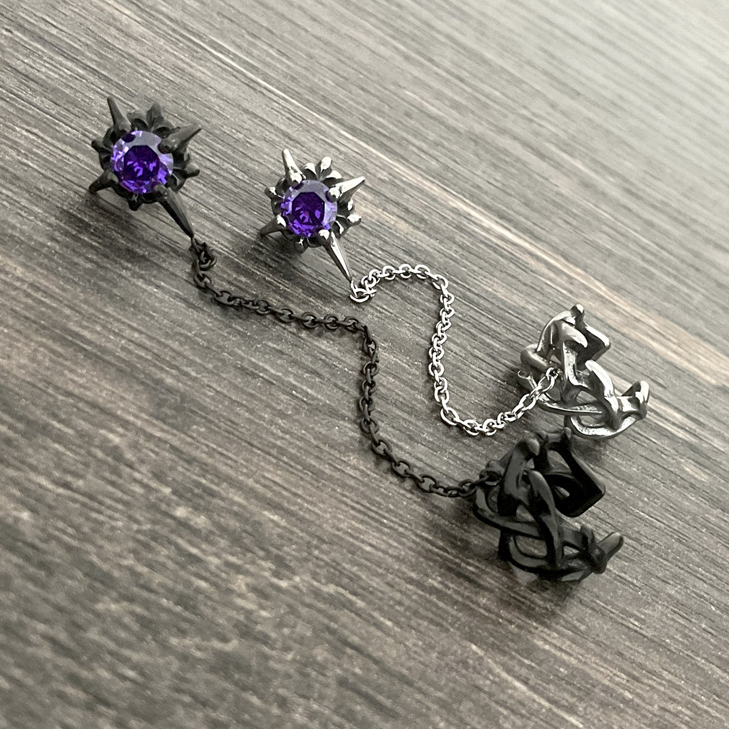 Starburst stud with ear cuff attached