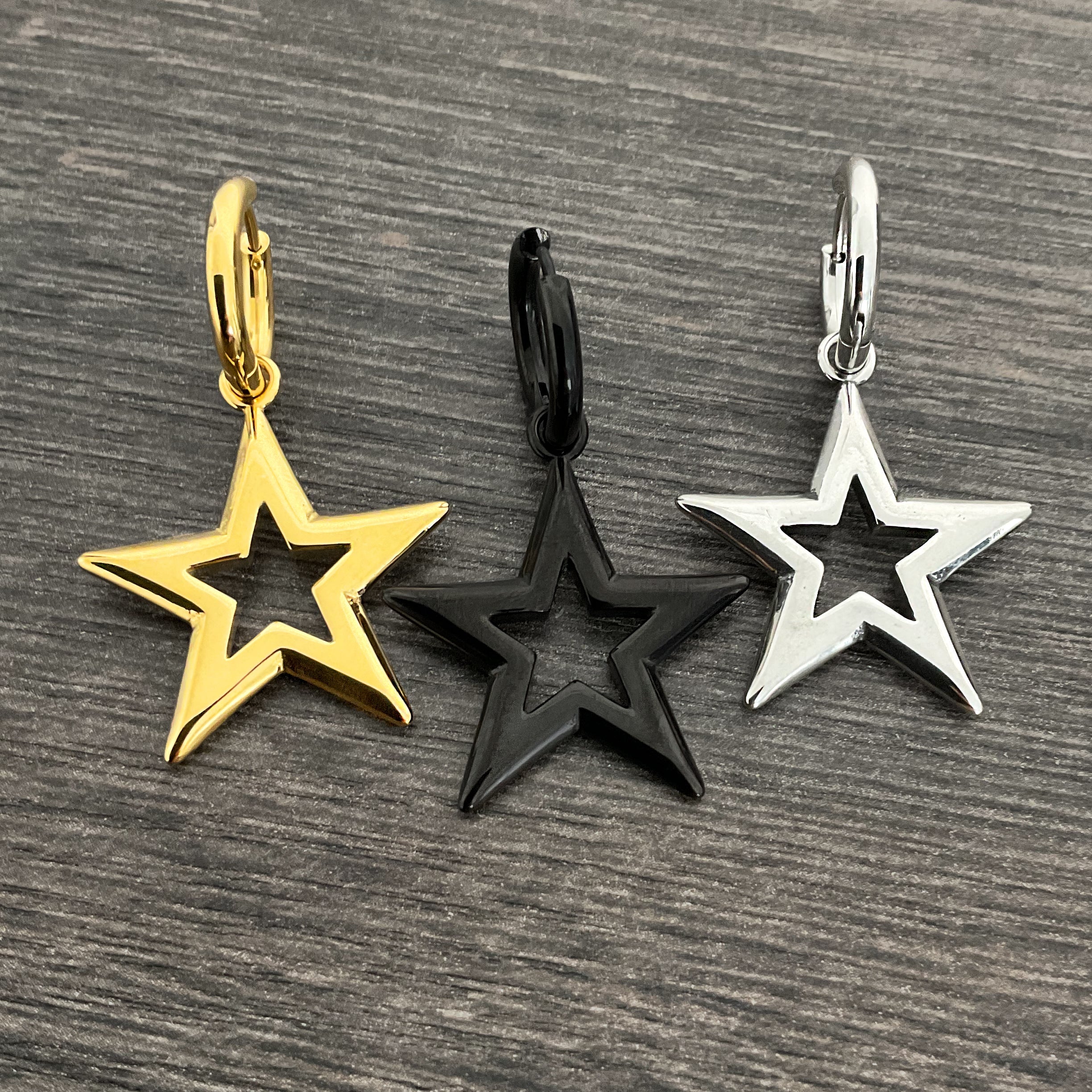 Large star hoop earrings